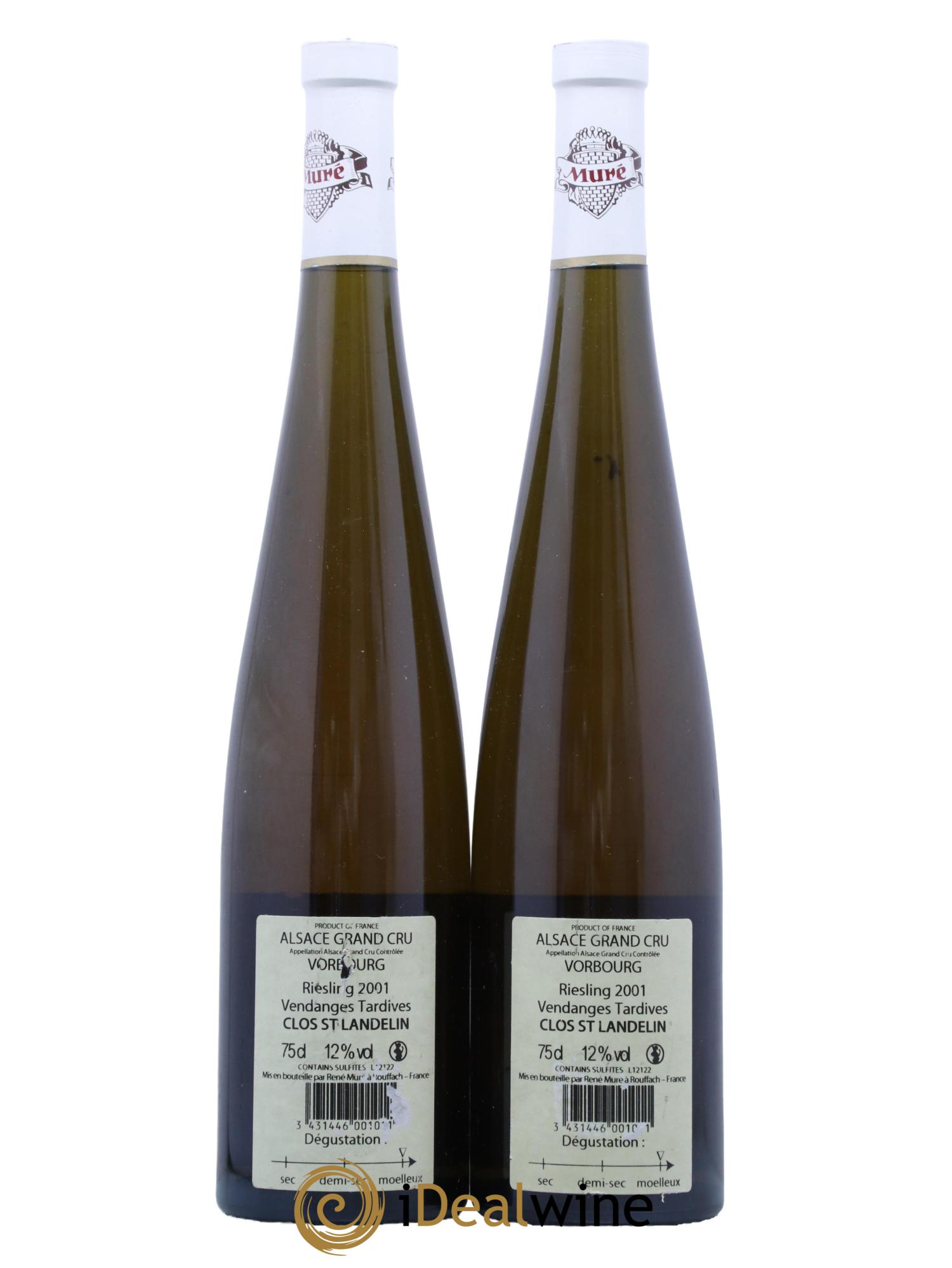 Riesling Vendanges Tardives Grand Cru Vorbourg Clos Saint-Landelin  R. Muré 2001 - Lotto di 2 bottiglie - 1