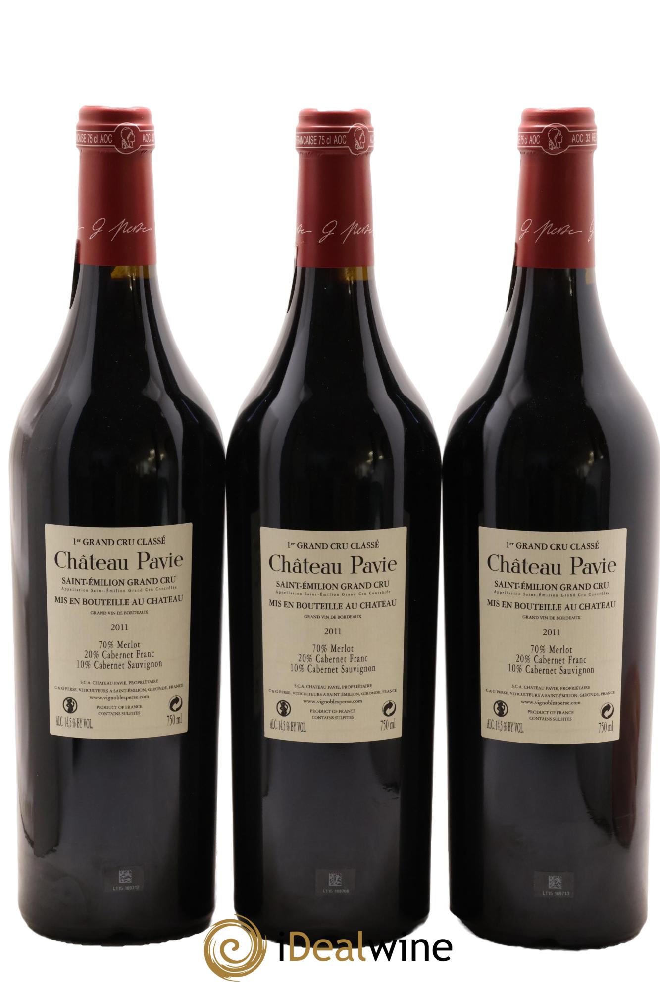 Château Pavie 1er Grand Cru Classé A 2011 - Lot of 3 bottles - 1