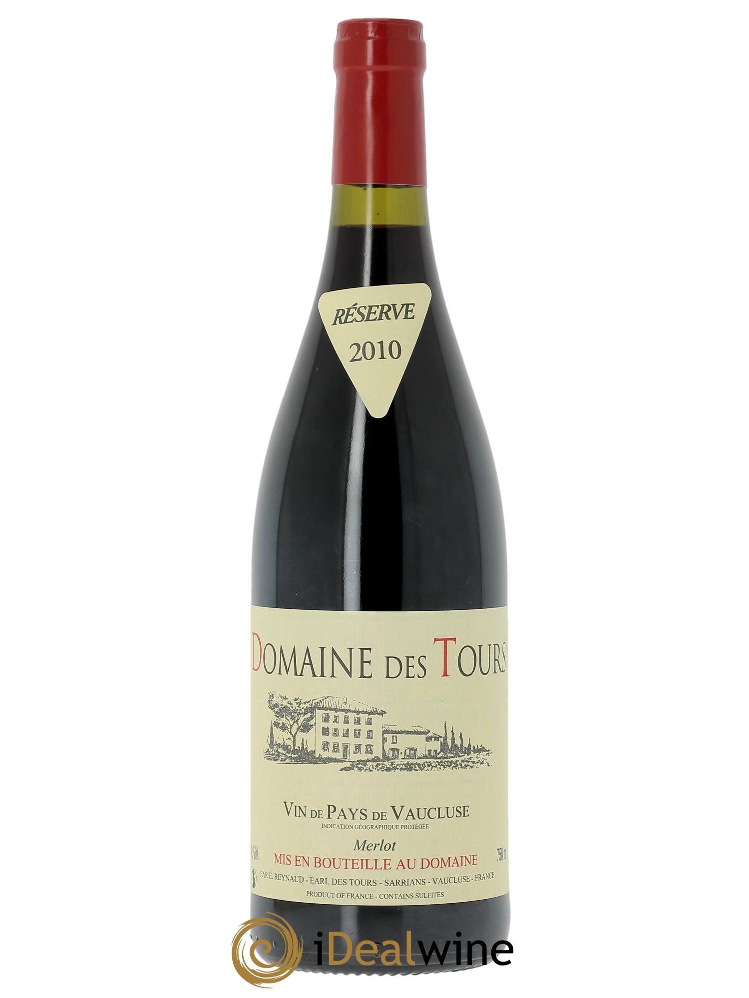 Vaucluse Domaine des Tours Merlot Emmanuel Reynaud 2010 - Lot de 1 bouteille - 0
