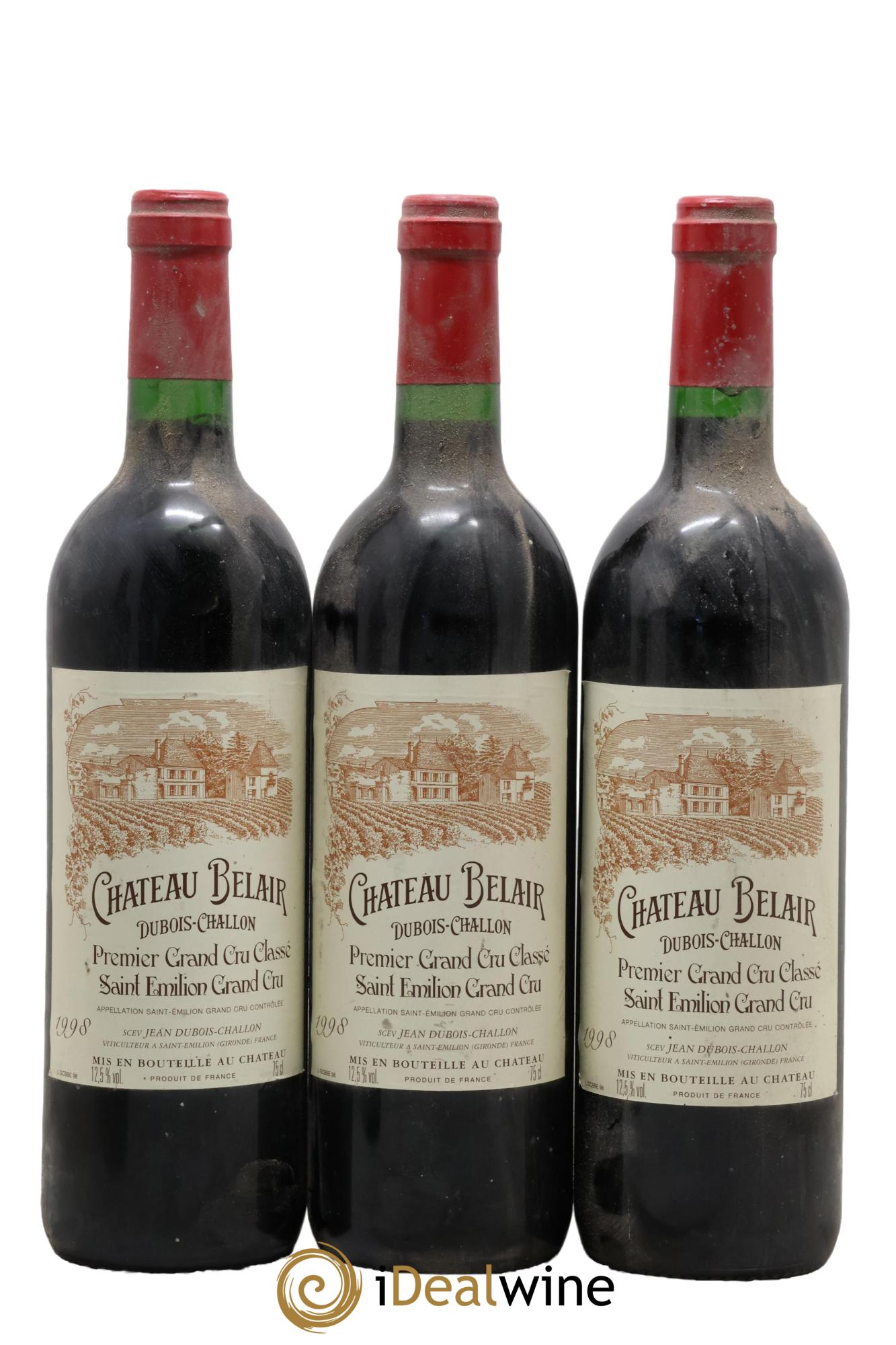 Château Belair (Belair-Monange) 1er Grand Cru Classé B 1998 - Lot de 3 bouteilles - 0