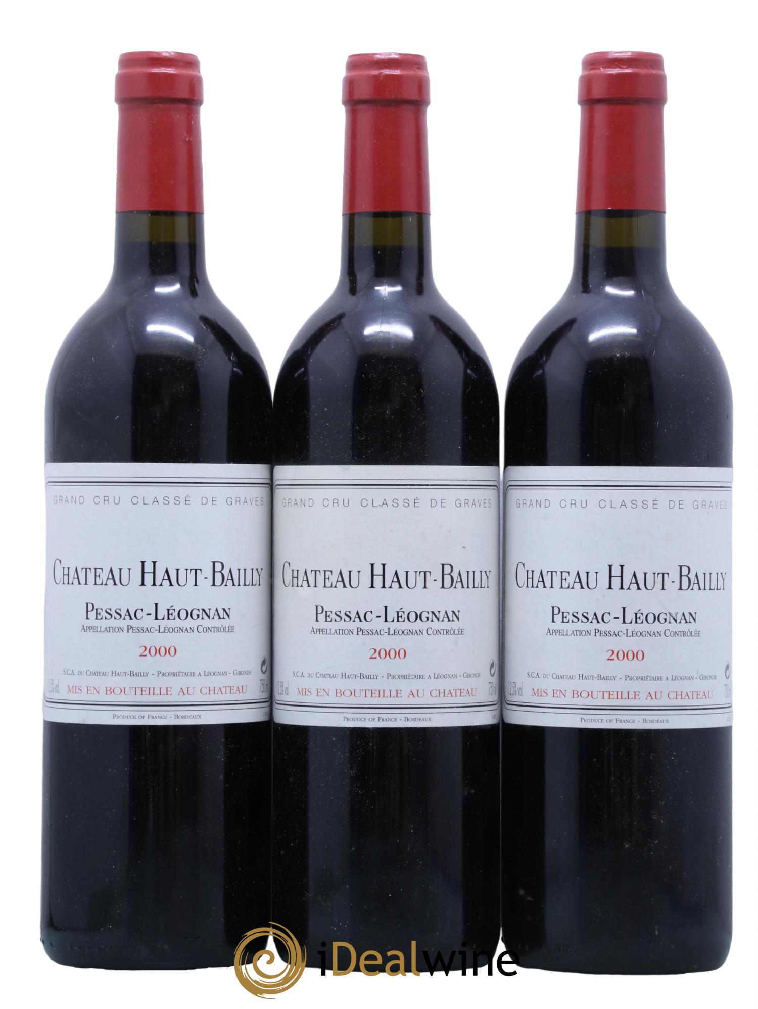 Château Haut-Bailly Cru Classé de Graves 2000 - Lot de 3 bouteilles - 0