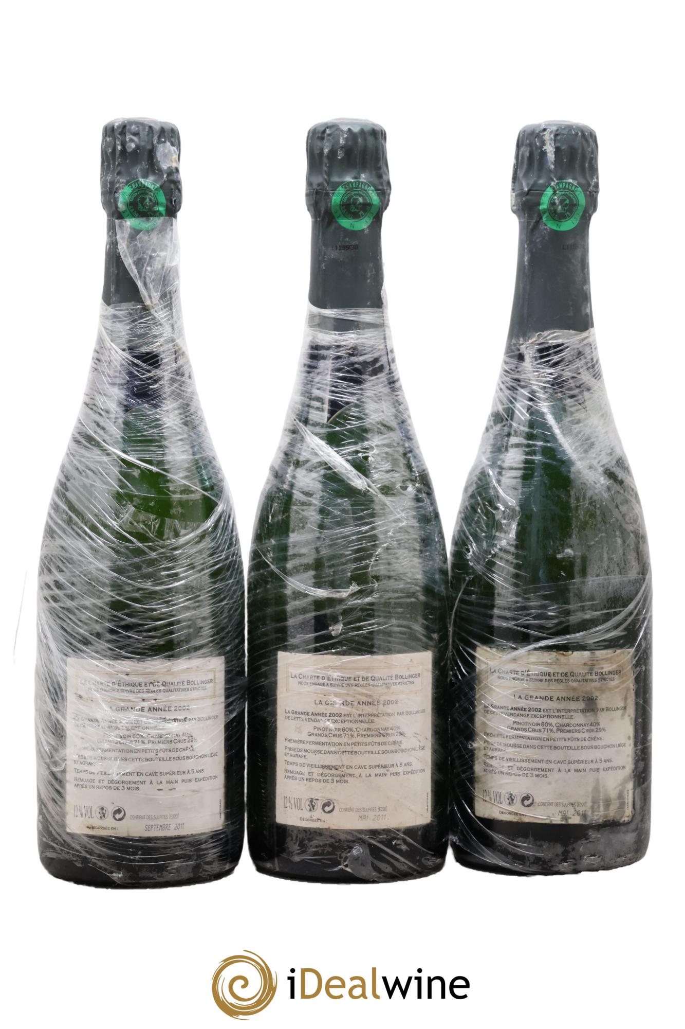 La Grande Année Brut Bollinger 2002 - Lot of 3 bottles - 1