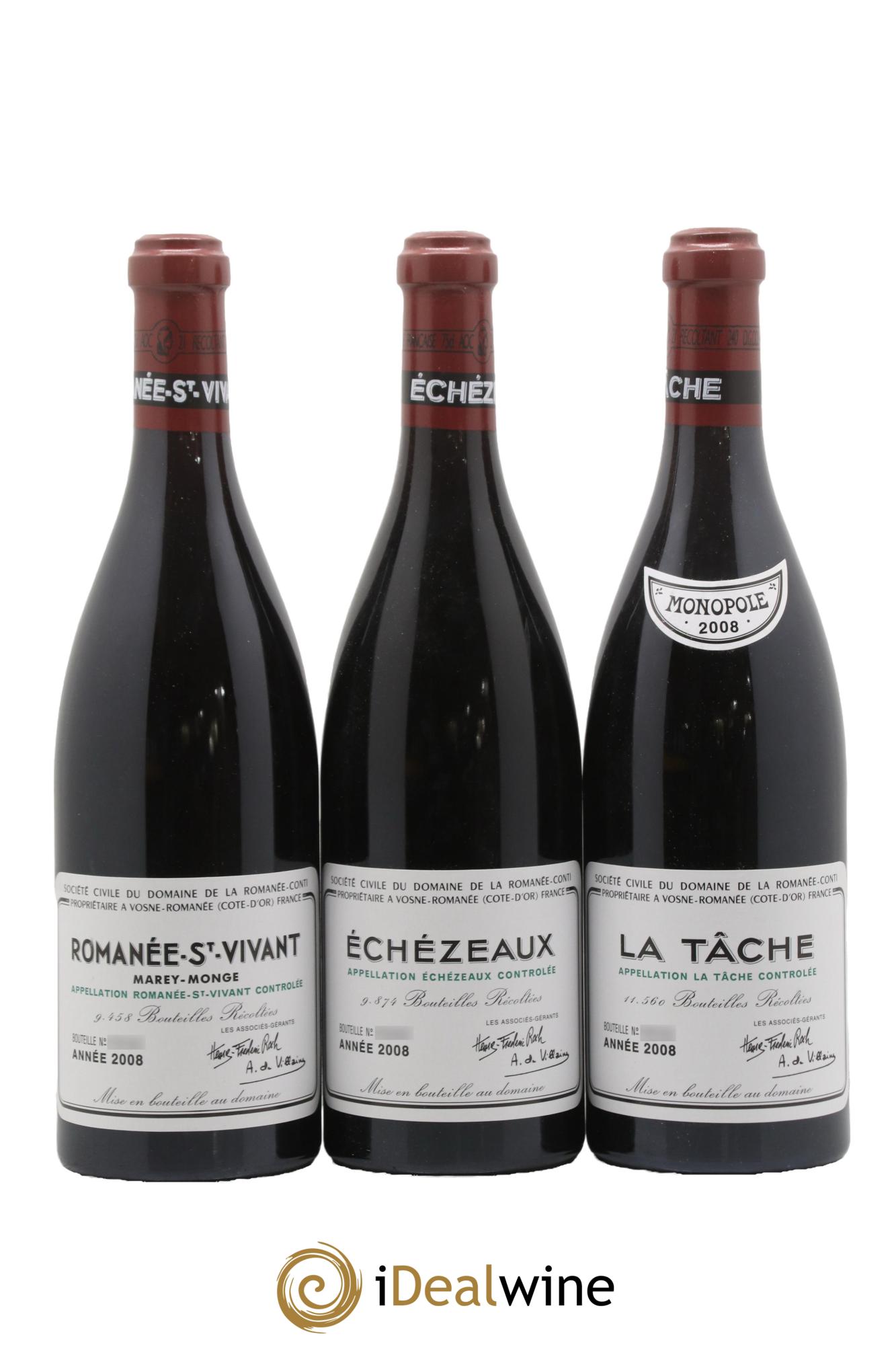 Caisse Domaine de la Romanée Conti Domaine de la Romanée-Conti 1 Echézeaux, 1 Grands-Echézeaux, 1 Romanée-Saint-Vivant, 1 Richebourg, 1 Tâches, 1 Montrachet 2008 - Lot de 6 bouteilles - 3