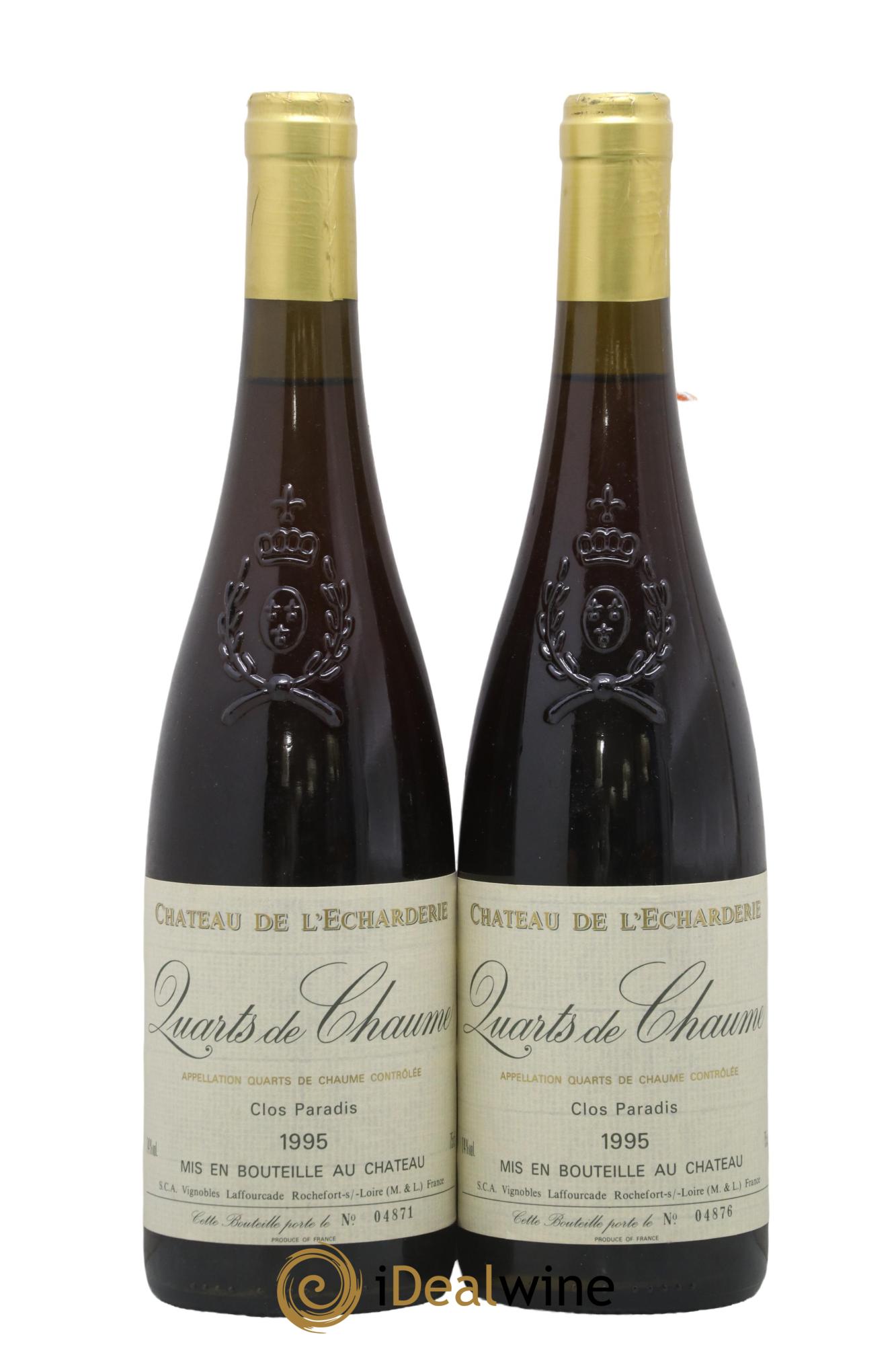 Quarts de Chaume Clos Paradis Château de l'Echarderie 1995 - Lotto di 2 bottiglie - 0