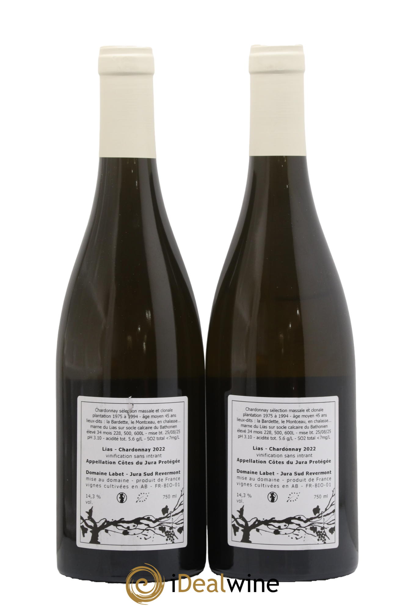 Côtes du Jura Chardonnay Lias Romain - Julien - Charline Labet 2022 - Lot de 2 bouteilles - 1