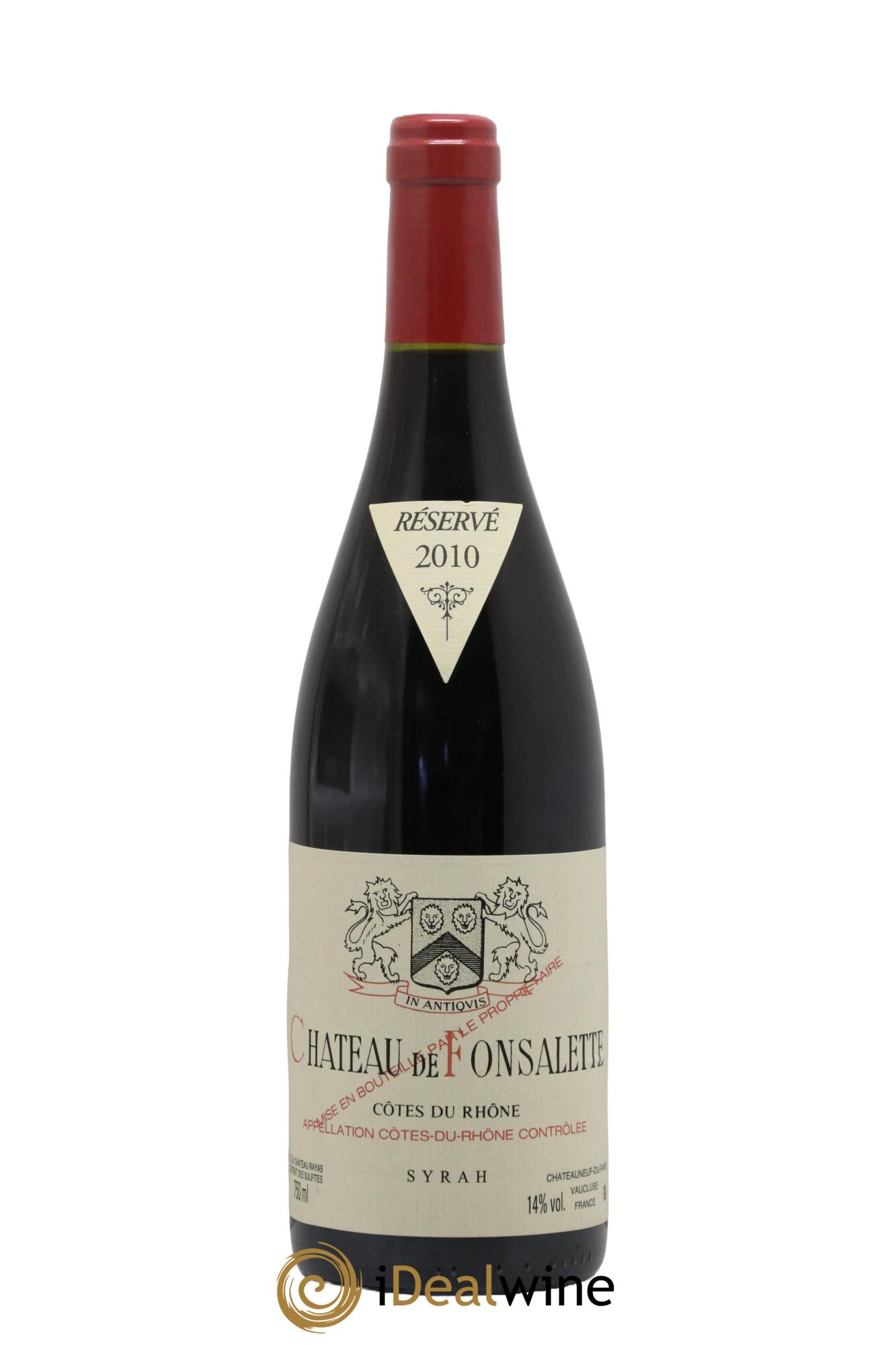 Côtes-du-Rhône Cuvée Syrah Château de Fonsalette 2010 - Lot de 1 bouteille - 0