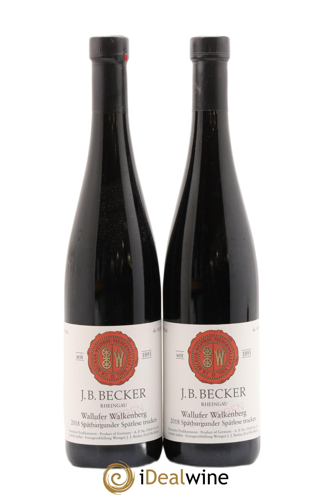 Allemagne Rheingau Wallufer Walkenberg Spätburgunder Spätlese Trocken Rot J.B. Becker 2018 - Lot of 2 bottles - 0