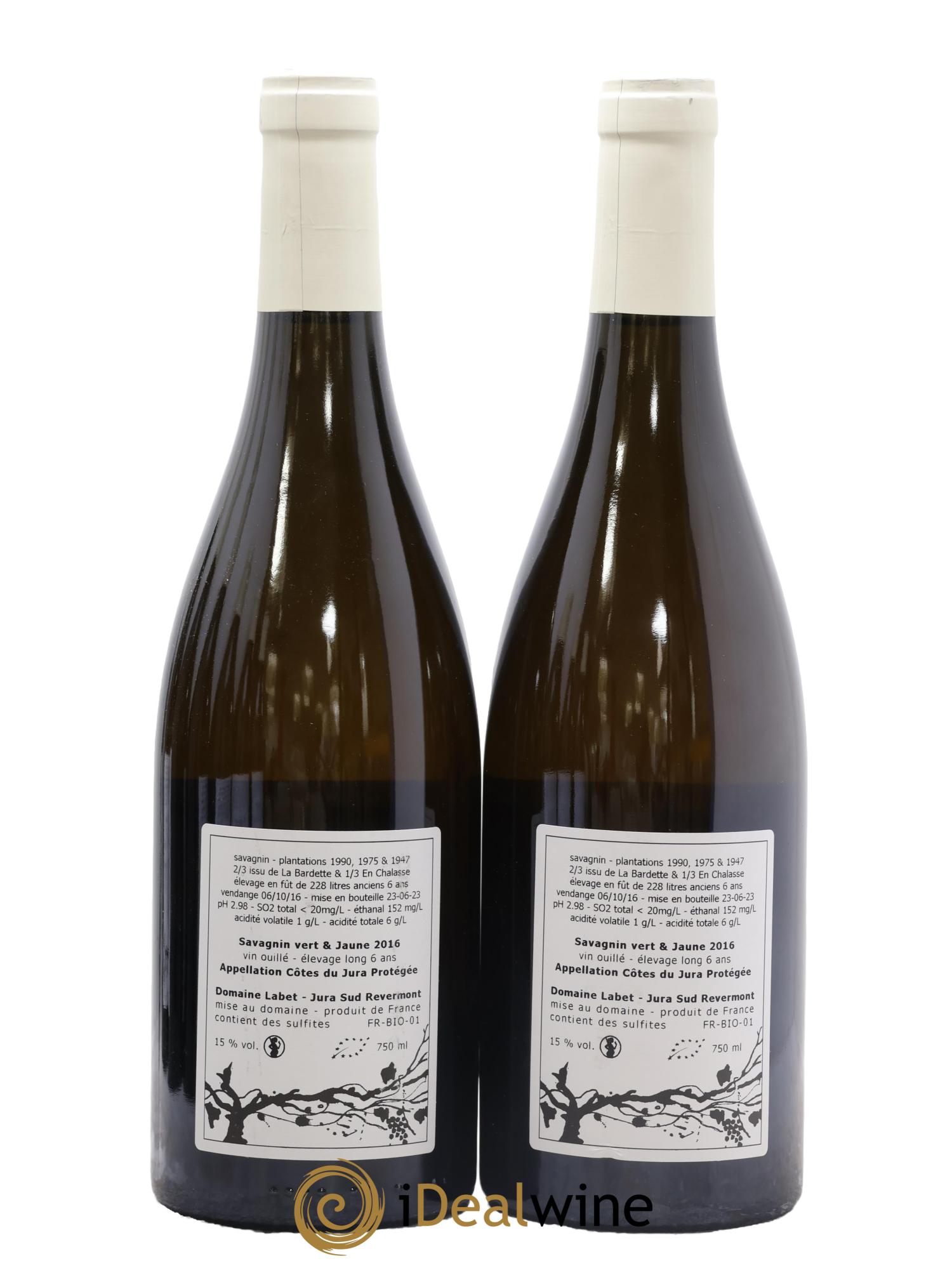 Côtes du Jura Savagnin en Chalasse Elevage Long Romain - Julien  - Charline Labet 2016 - Lot de 2 bouteilles - 1