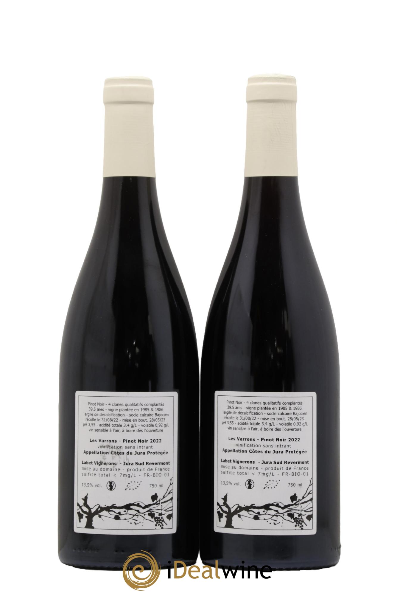 Côtes du Jura Pinot Noir Les Varrons Sélection Massale Romain - Julien  - Charline Labet  2022 - Lot de 2 bouteilles - 1
