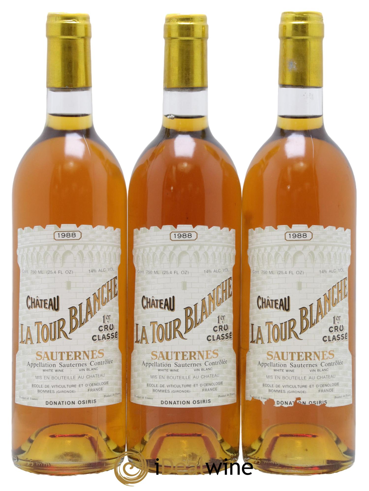 Château la Tour Blanche 1er Grand Cru Classé 1988 - Lotto di 3 bottiglie - 0