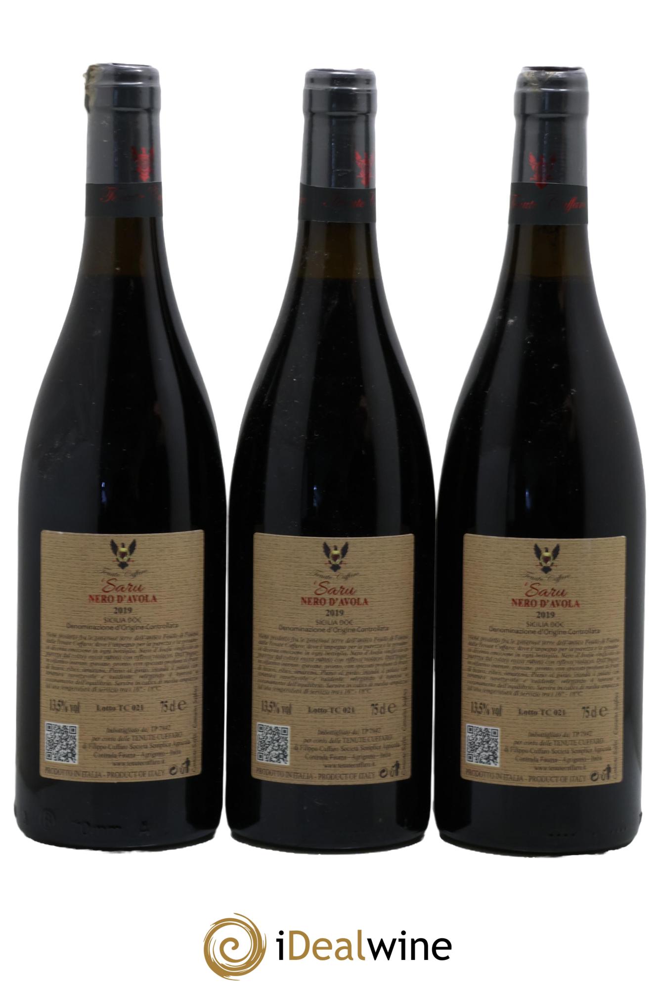 IGT Sicile Saru Nero D'Avola Tenuta Cuffare 2019 - Lot de 3 bouteilles - 1