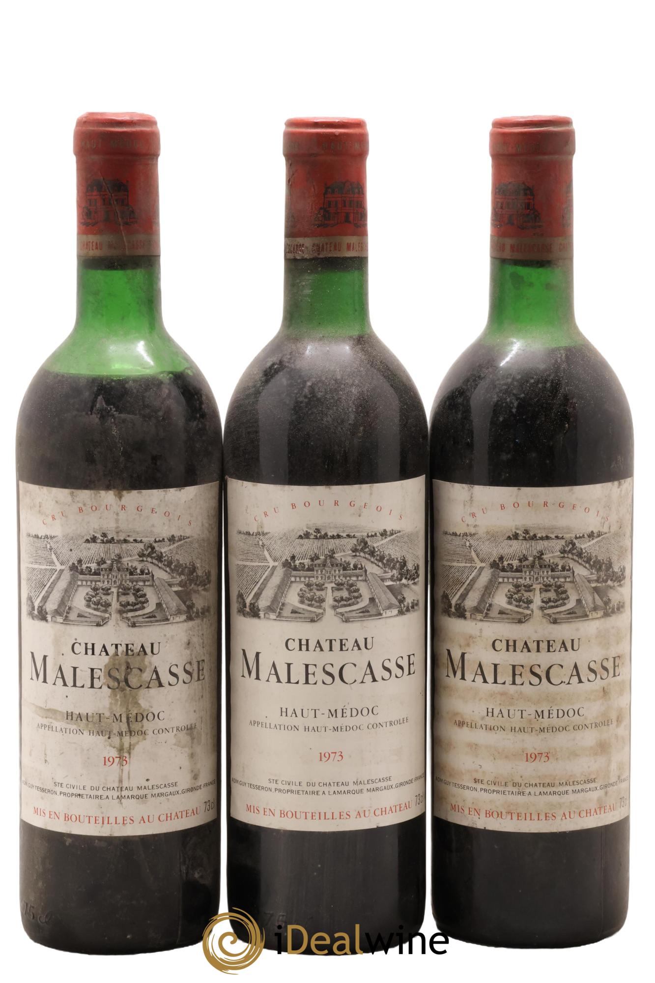 Château Malescasse Cru Bourgeois Exceptionnel 1973 - Lot de 3 bouteilles - 0