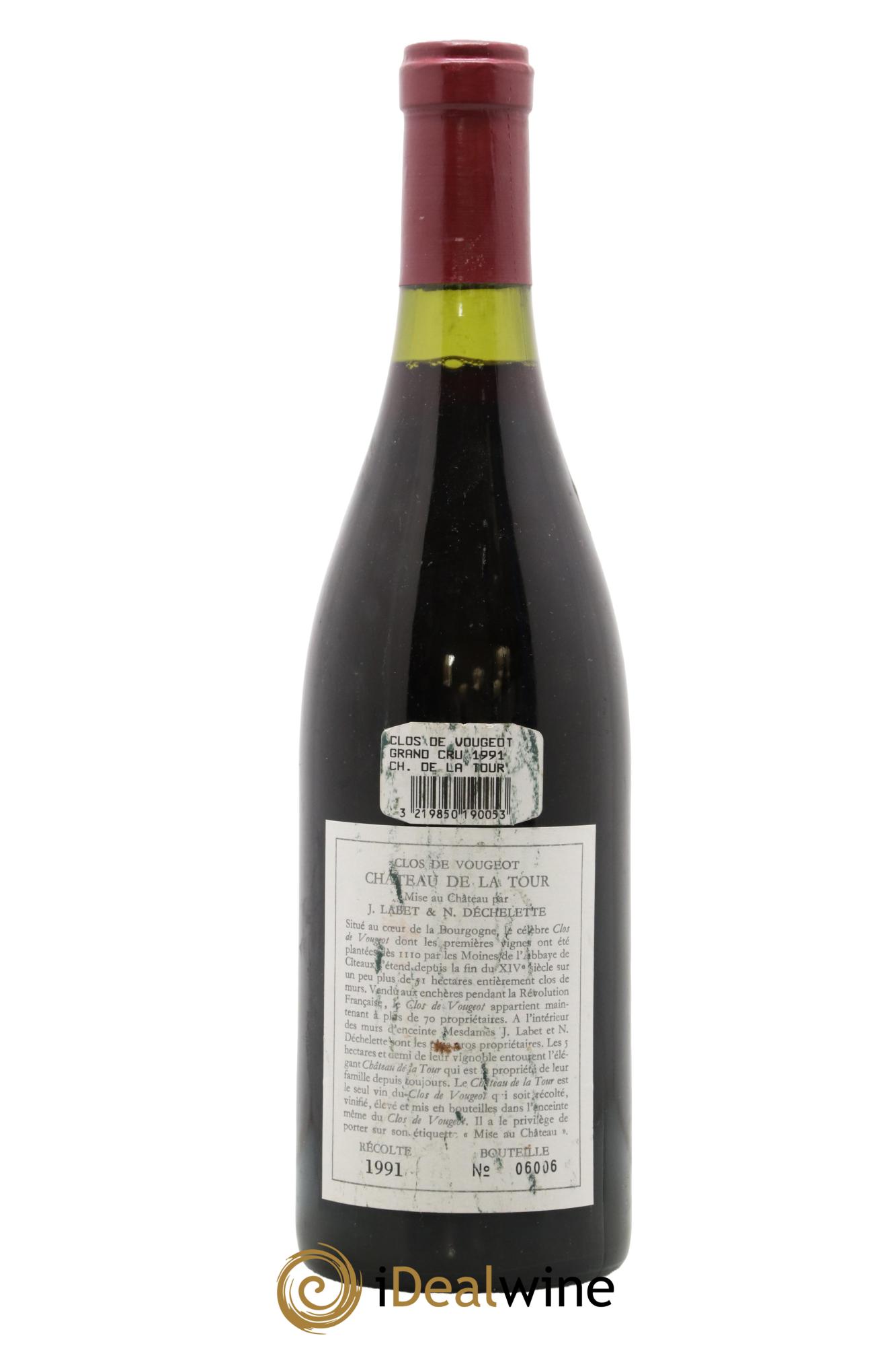 Clos de Vougeot Grand Cru Château de La Tour 1991 - Lot de 1 bouteille - 1