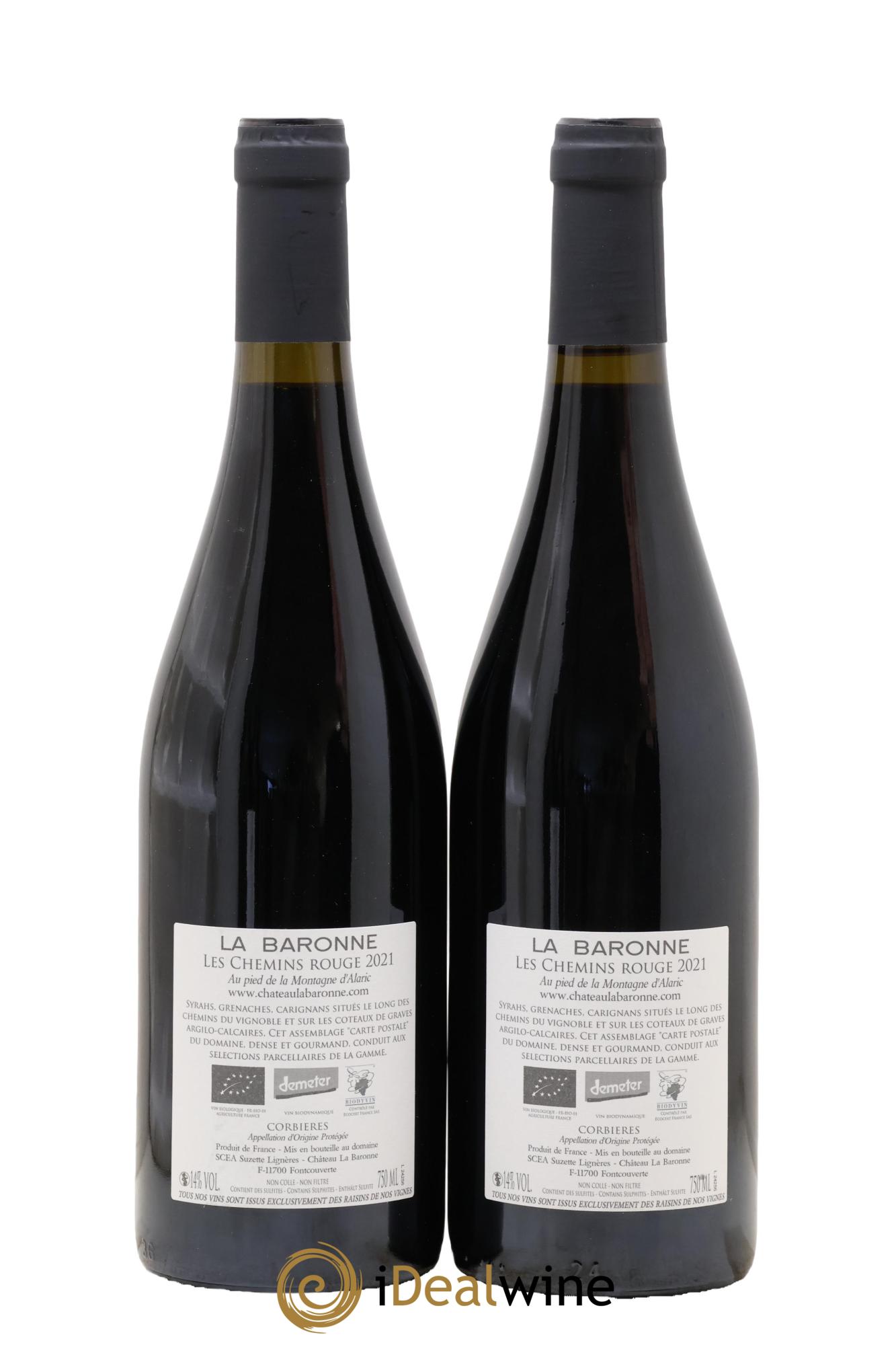 Corbières Les Chemins Château La Baronne 2021 - Lot of 2 bottles - 1