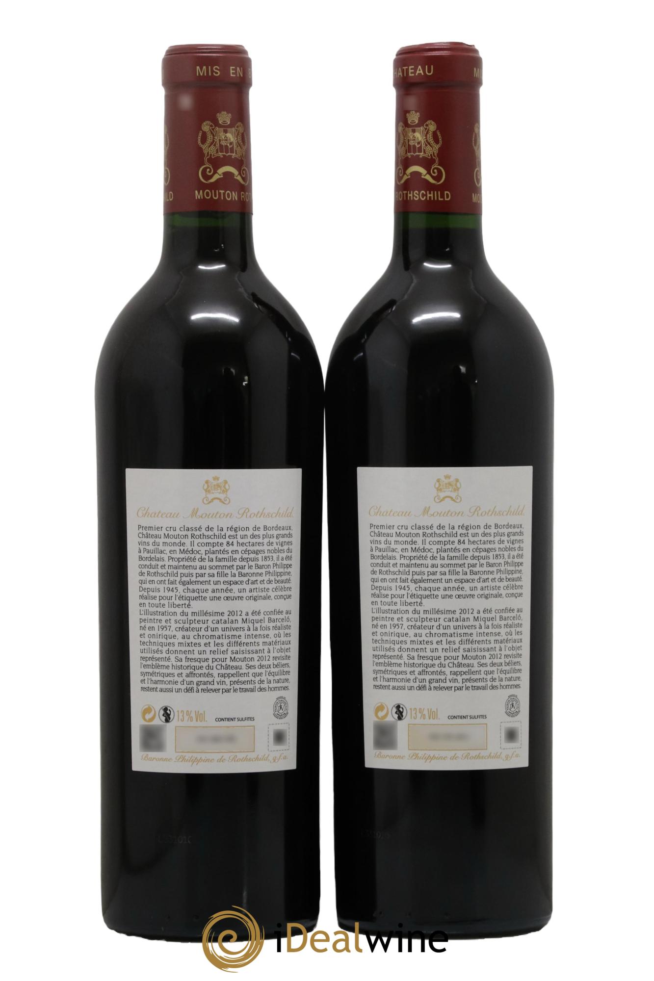 Château Mouton Rothschild 1er Grand Cru Classé 2012 - Lot de 2 bouteilles - 1