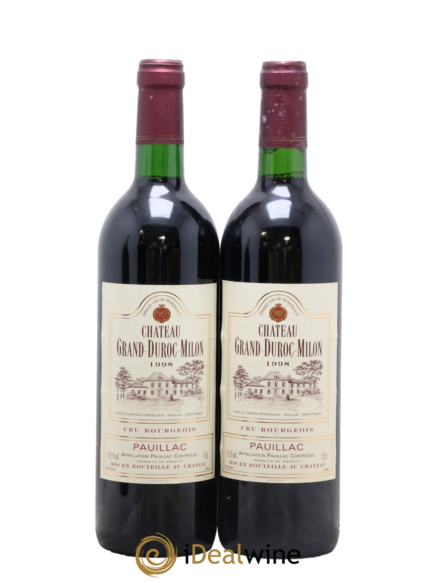 Pauillac Château Grand-Duroc-Milon 1998 - Lot de 2 bouteilles - 0