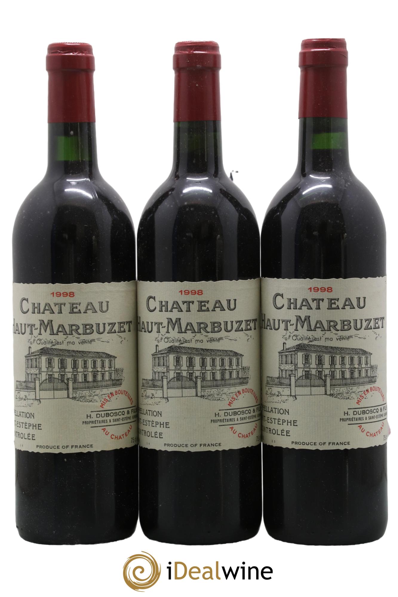 Château Haut Marbuzet 1998 - Lot de 3 bouteilles - 0