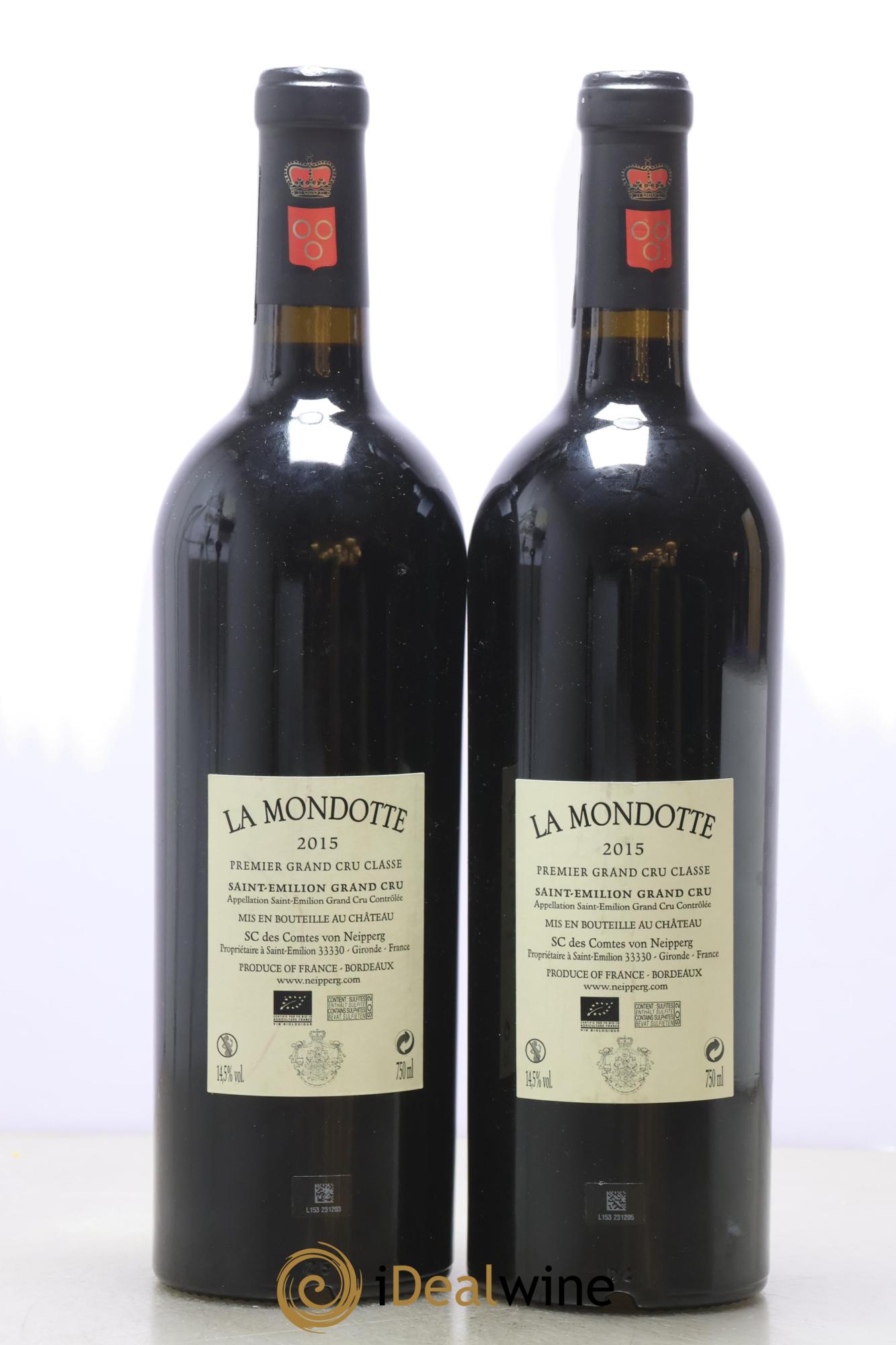 La Mondotte 1er Grand Cru Classé B depuis 2012 2015 - Lot of 2 bottles - 1