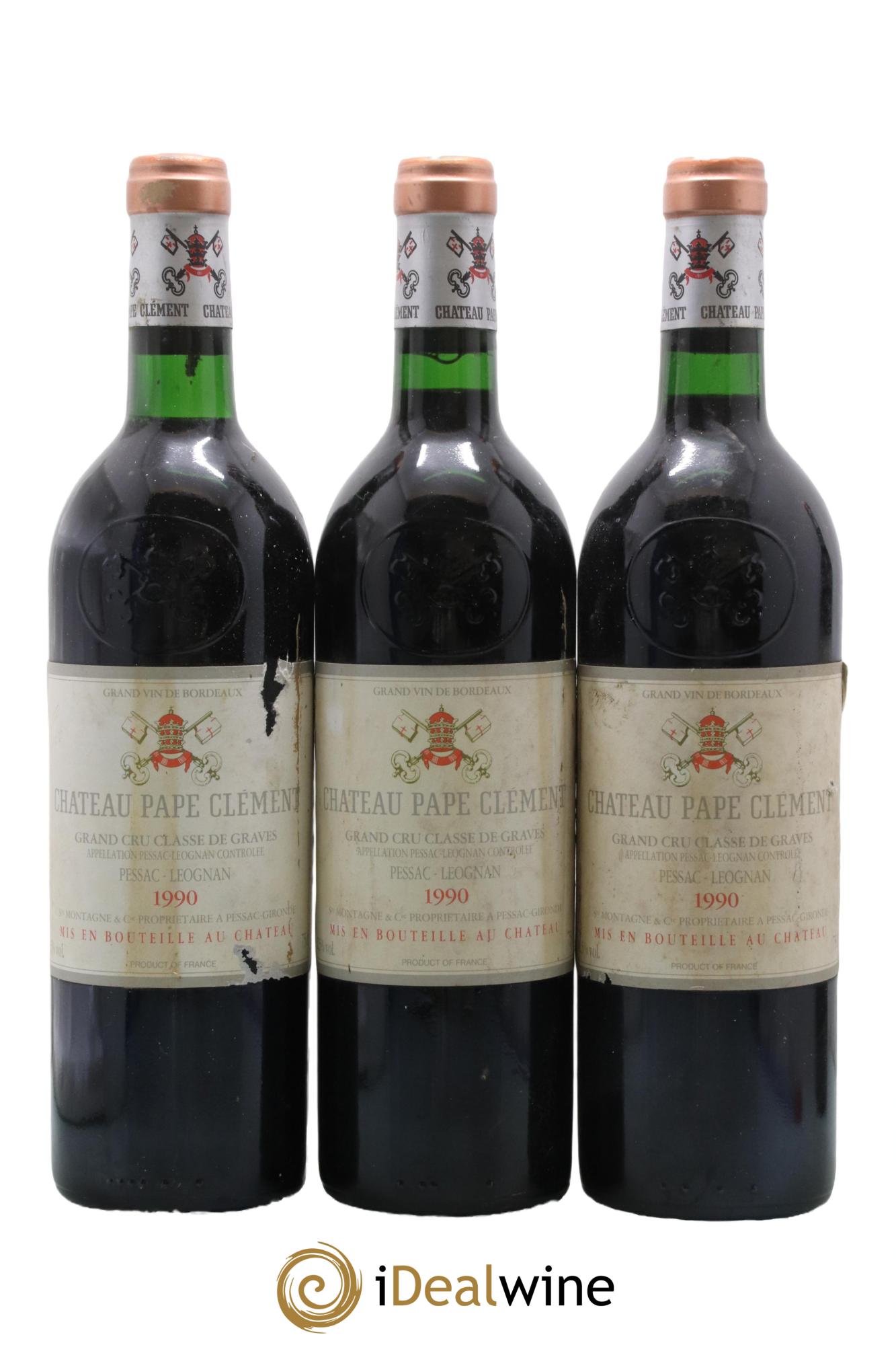 Château Pape Clément Cru Classé de Graves 1990 - Lot de 3 bouteilles - 0