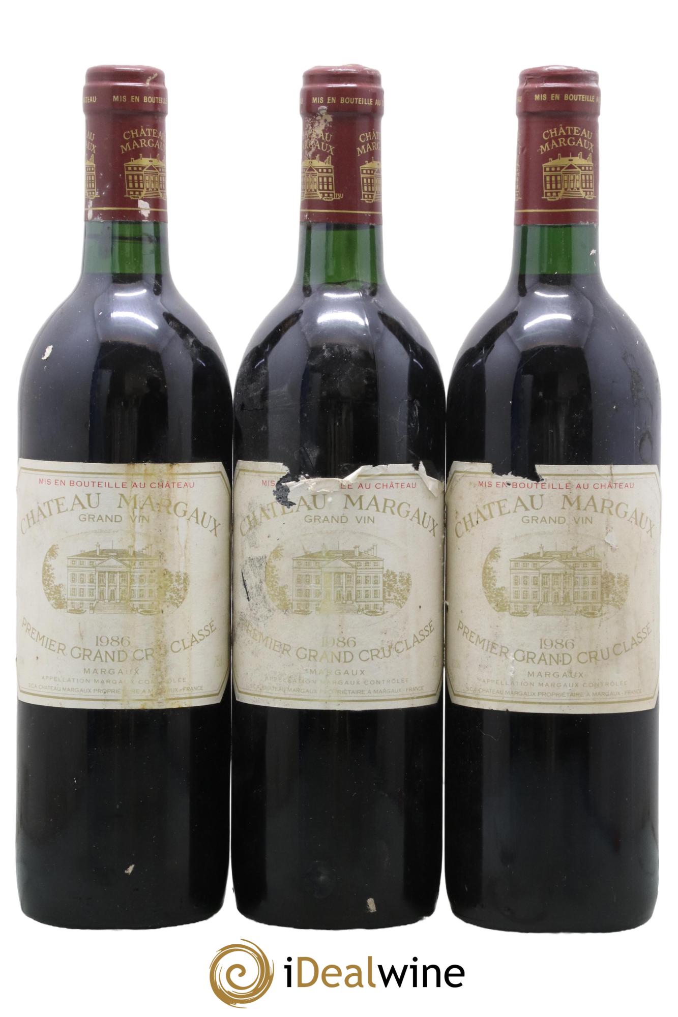 Château Margaux 1er Grand Cru Classé 1986 - Lot de 3 bouteilles - 0