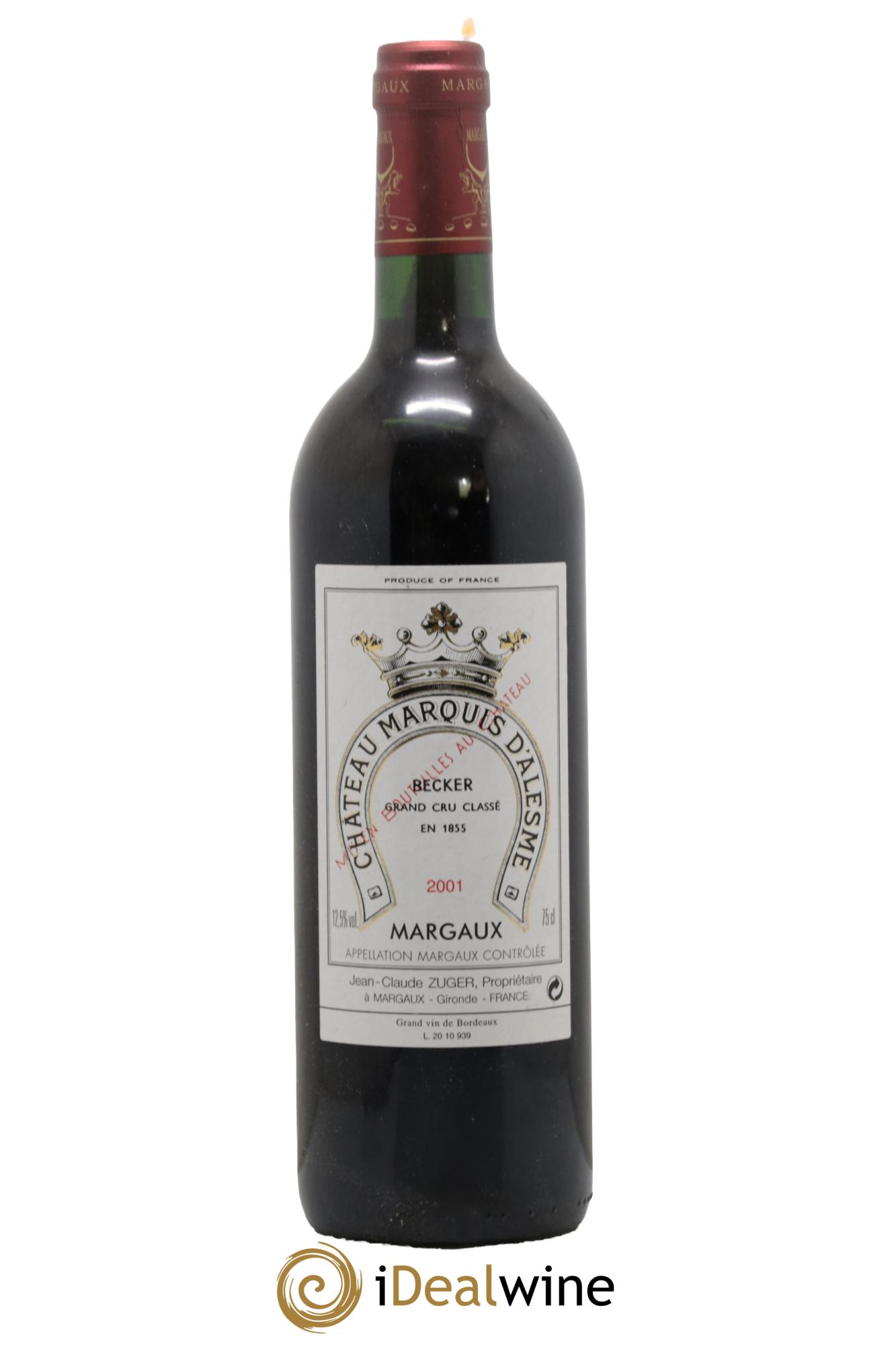 Château Marquis d'Alesme 2001 - Lot de 1 bouteille - 0