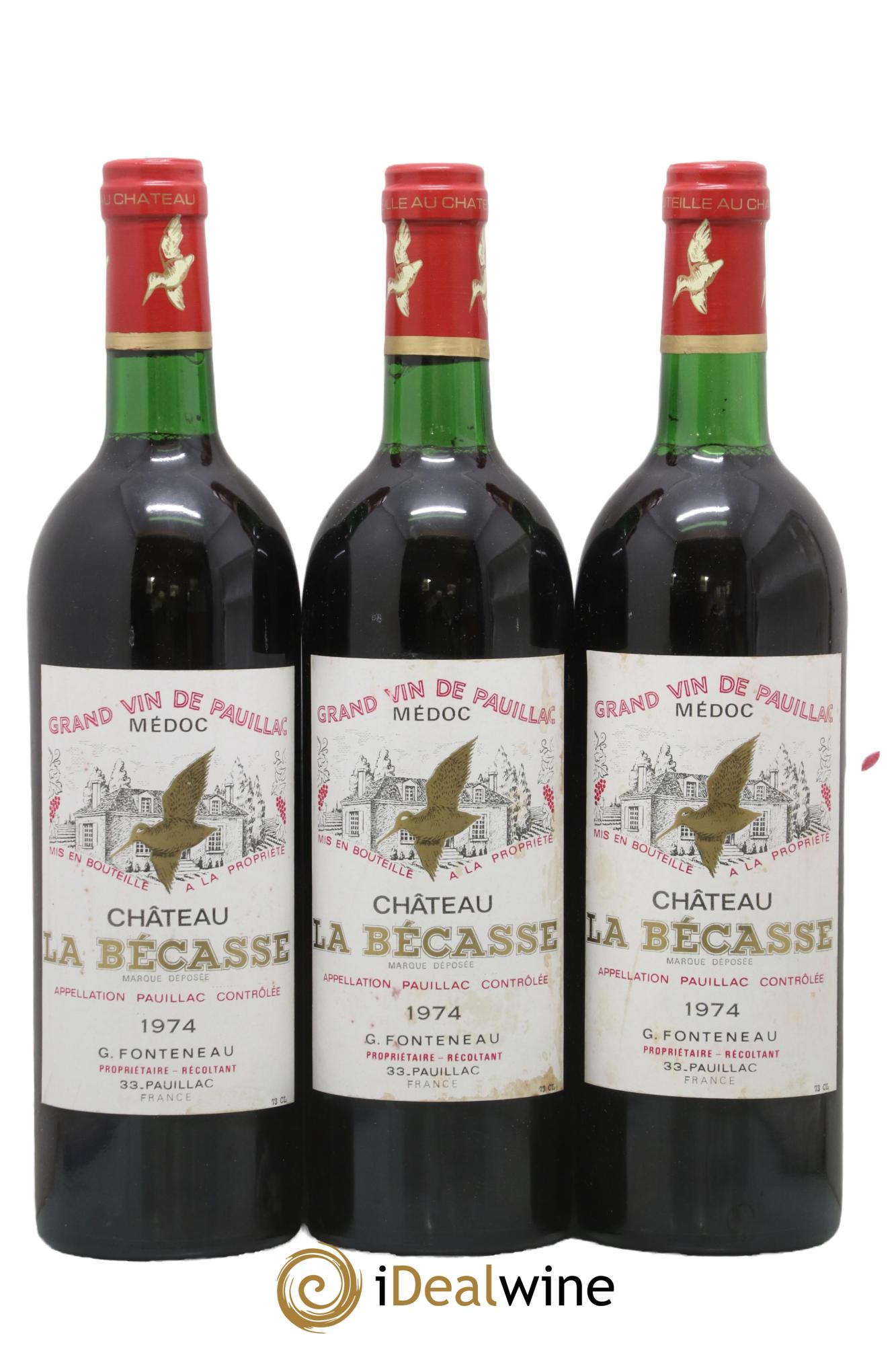 Château la Bécasse 1974 - Lotto di 3 bottiglie - 0