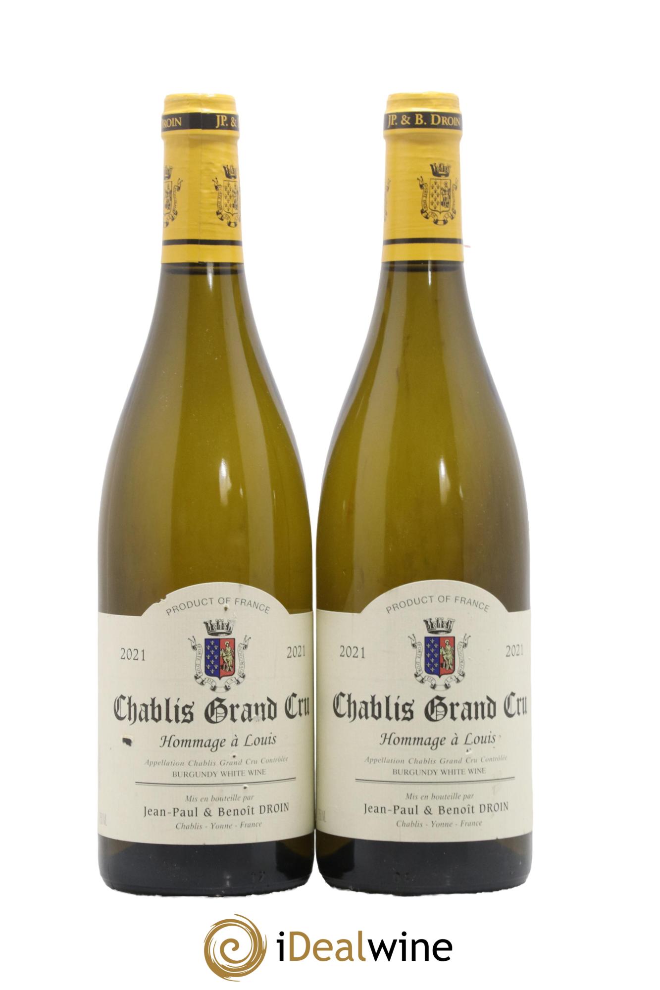 Chablis Grand Cru Hommage à Louis Jean-Paul & Benoît Droin (Domaine) 2021 - Lot of 2 bottles - 0