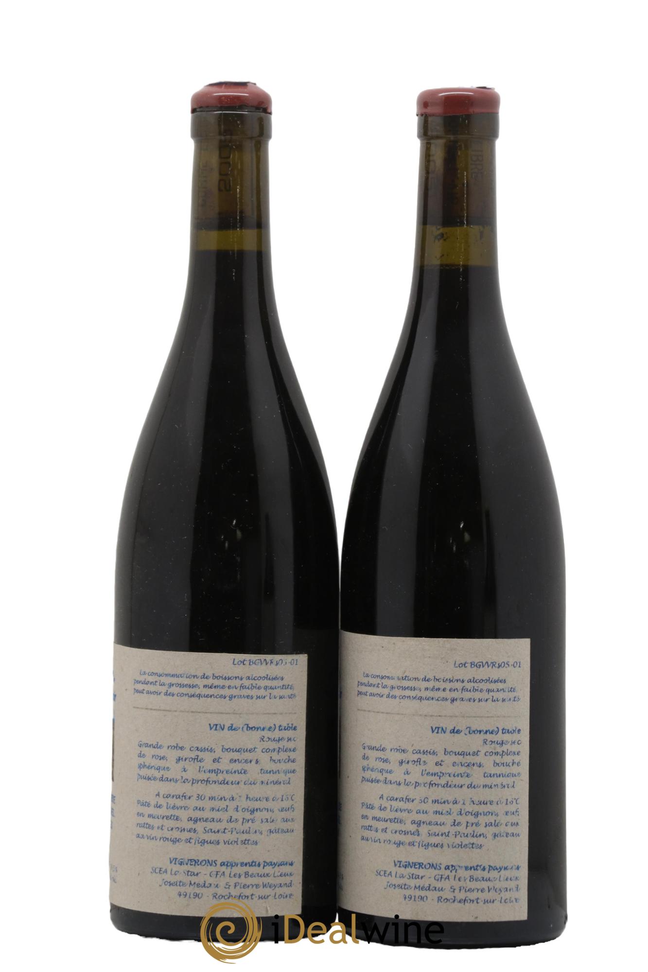 Vin de France Le Sang de Lumiere des Vieilles Vignes de Gasneries Un Vin de Terre Libre Comme l'Air Josette Medeau et Pierre Weyand 2005 - Lotto di 2 bottiglie - 1