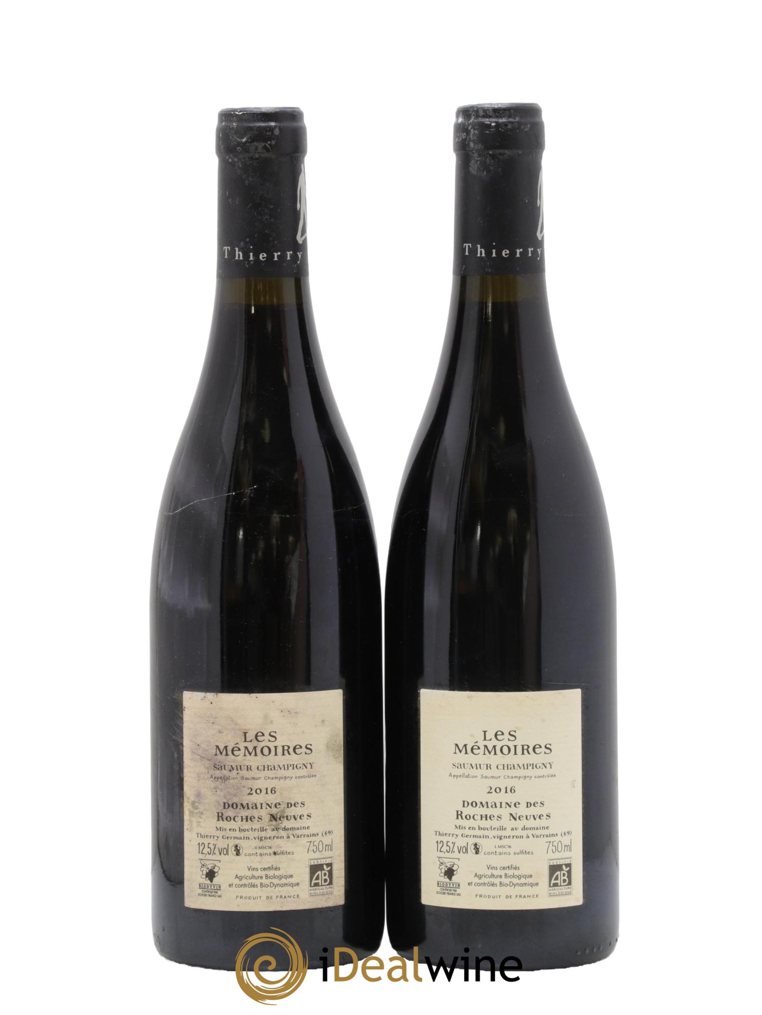 Saumur-Champigny Les Mémoires Domaine des Roches Neuves - Thierry Germain 2016 - Lot de 2 bouteilles - 1