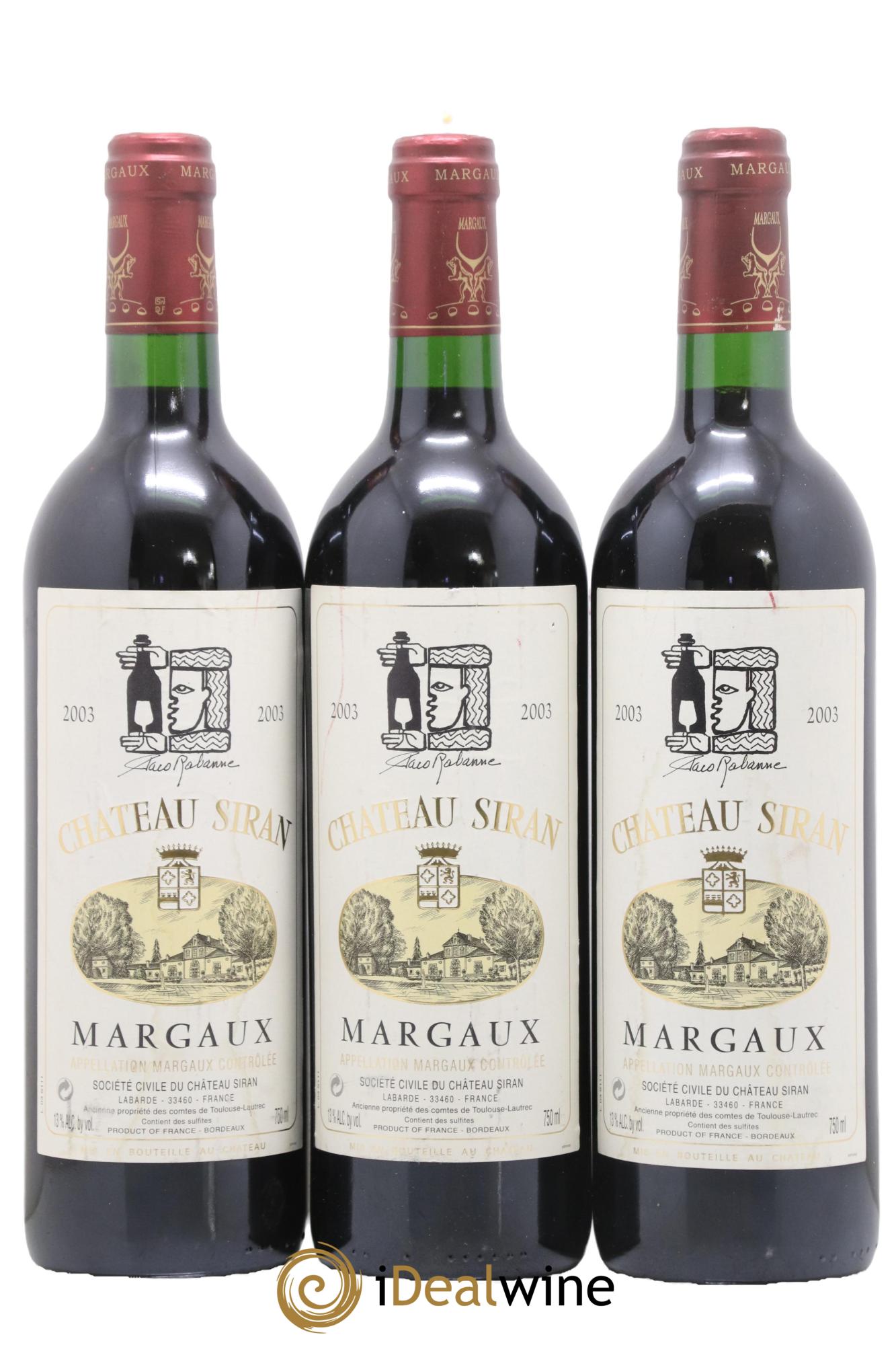 Château Siran 2003 - Lot de 3 bouteilles - 0