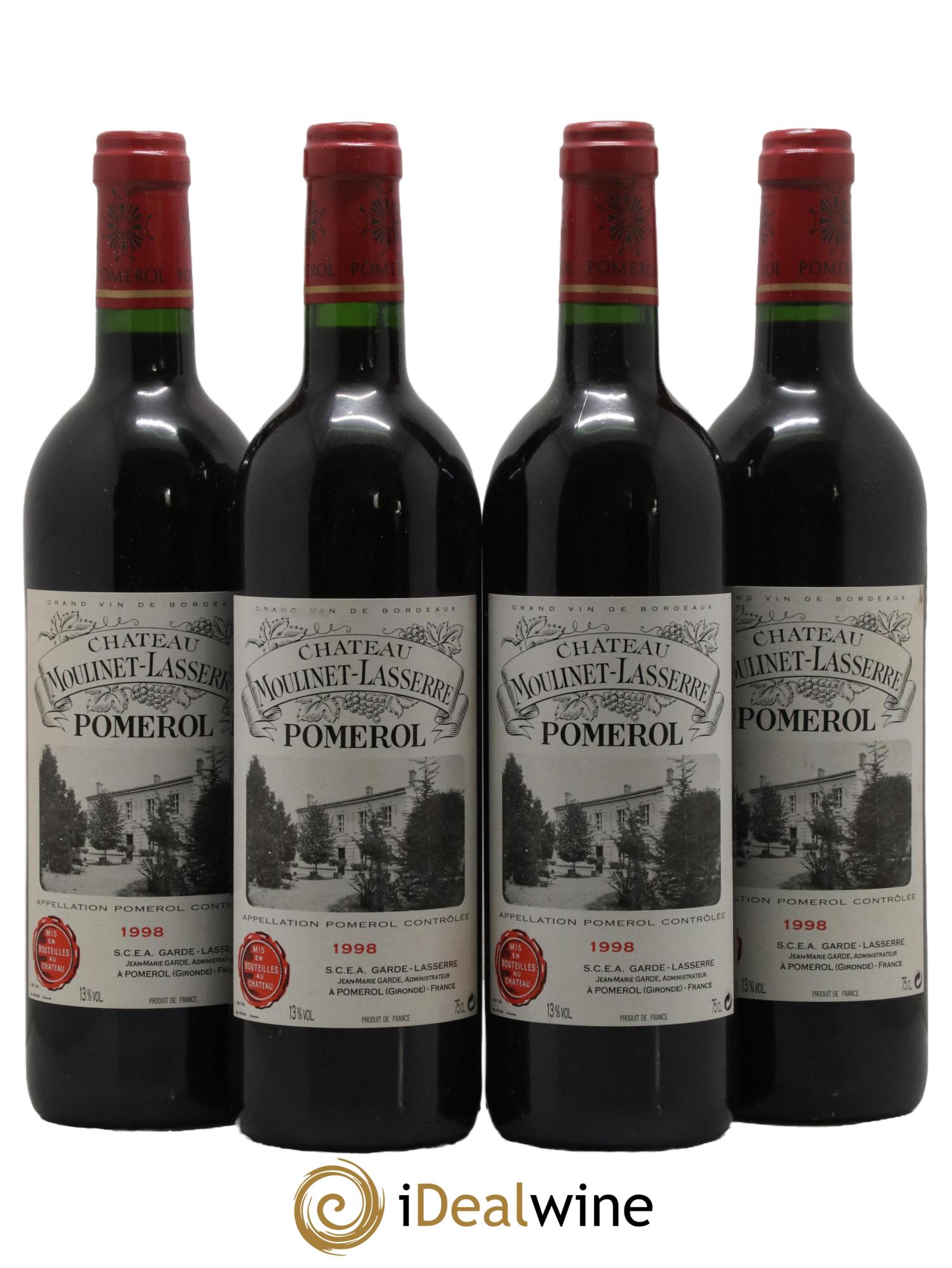 Château Moulinet Lasserre 1998 - Lot de 4 bouteilles - 0