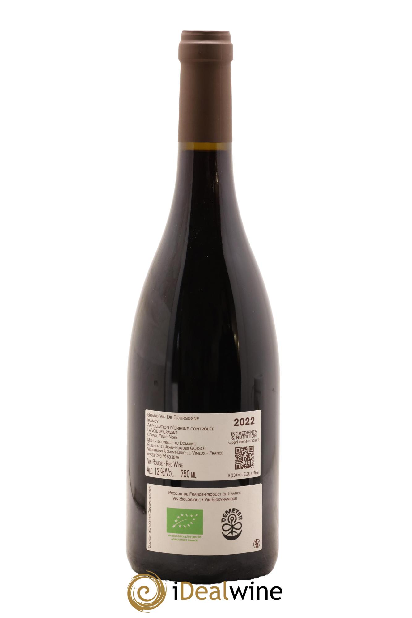 Irancy La Voie de Cravant Goisot 2022 - Lot de 1 bouteille - 1