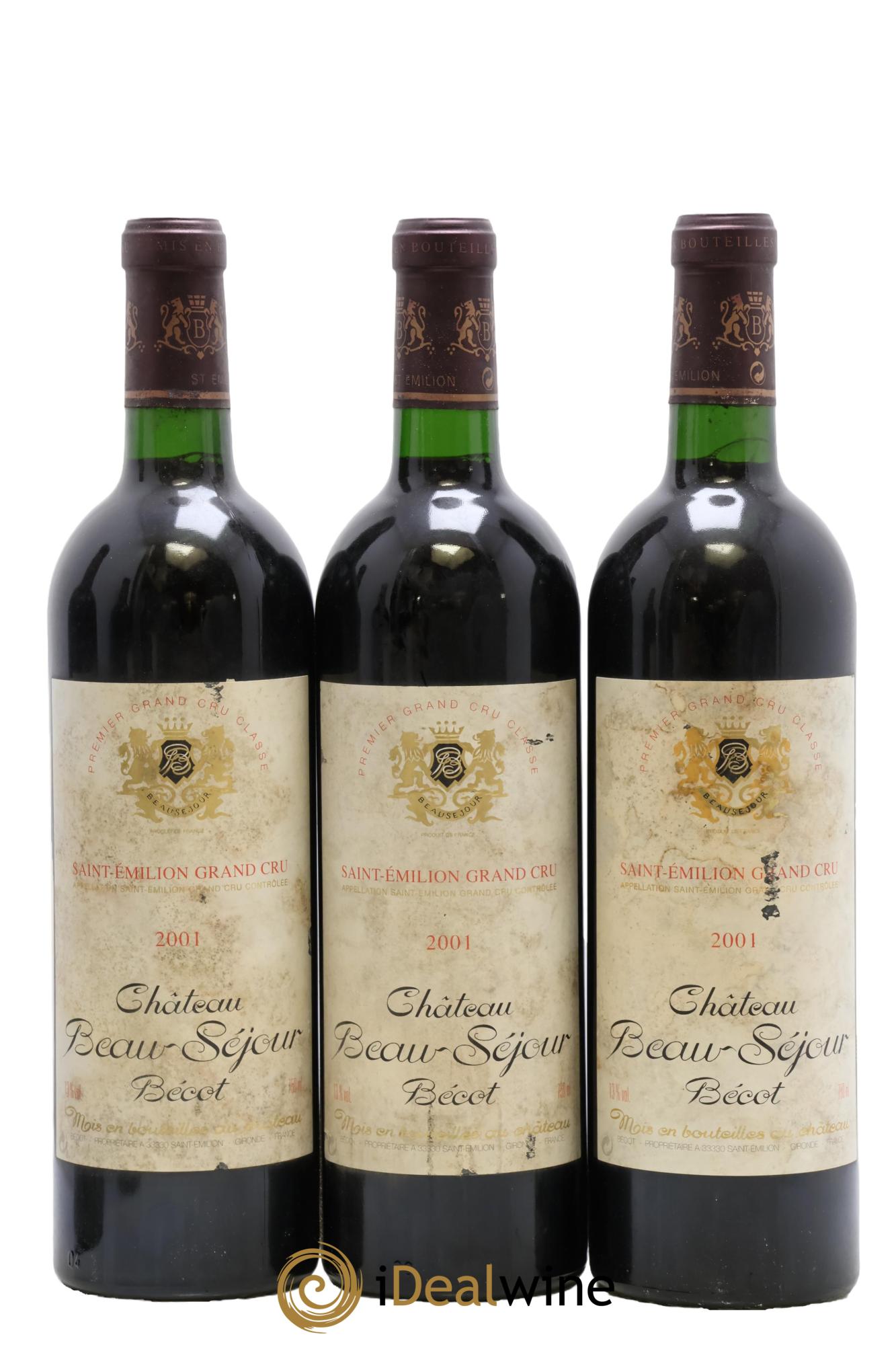 Château Beau-Séjour Bécot 1er Grand Cru Classé B 2001 - Posten von 3 Flaschen - 0