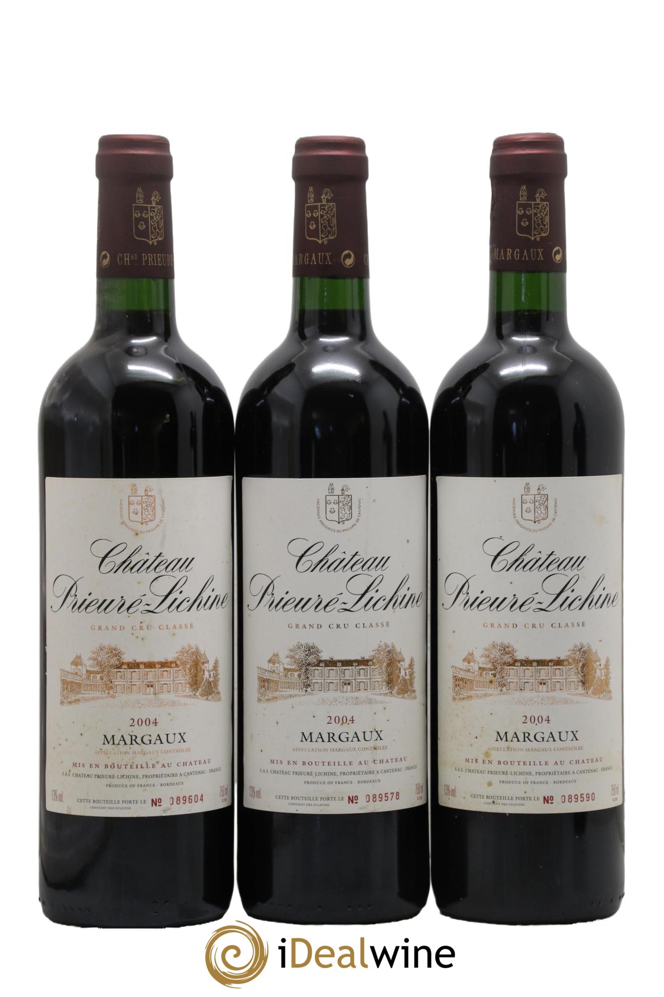 Château Prieuré Lichine 4ème Grand Cru Classé 2004 - Lot de 3 bouteilles - 0