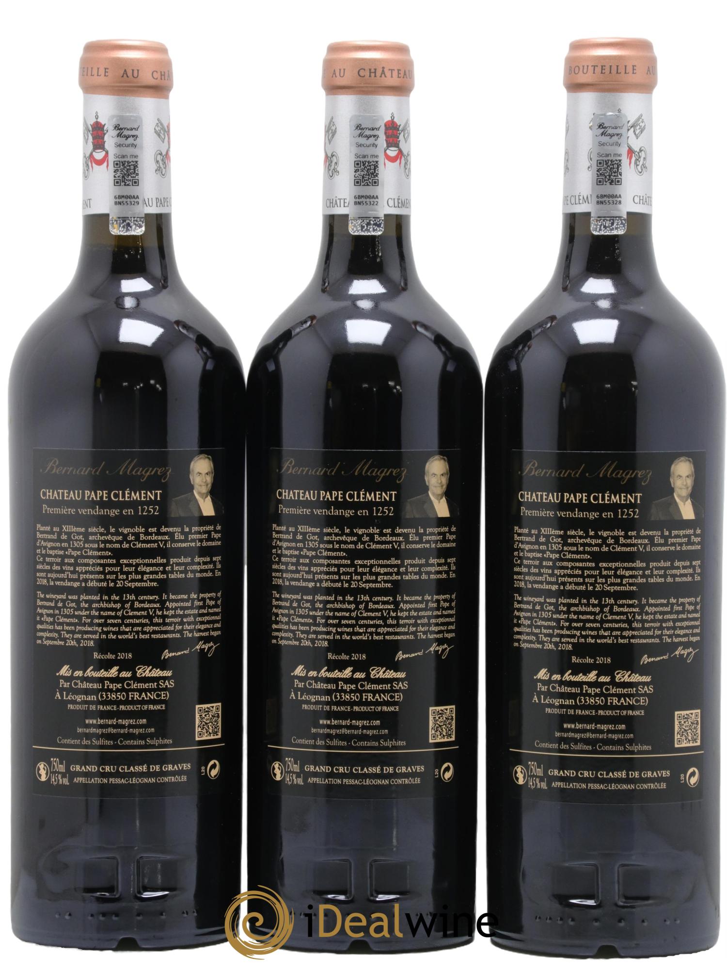 Château Pape Clément Cru Classé de Graves 2018 - Lot of 3 bottles - 1