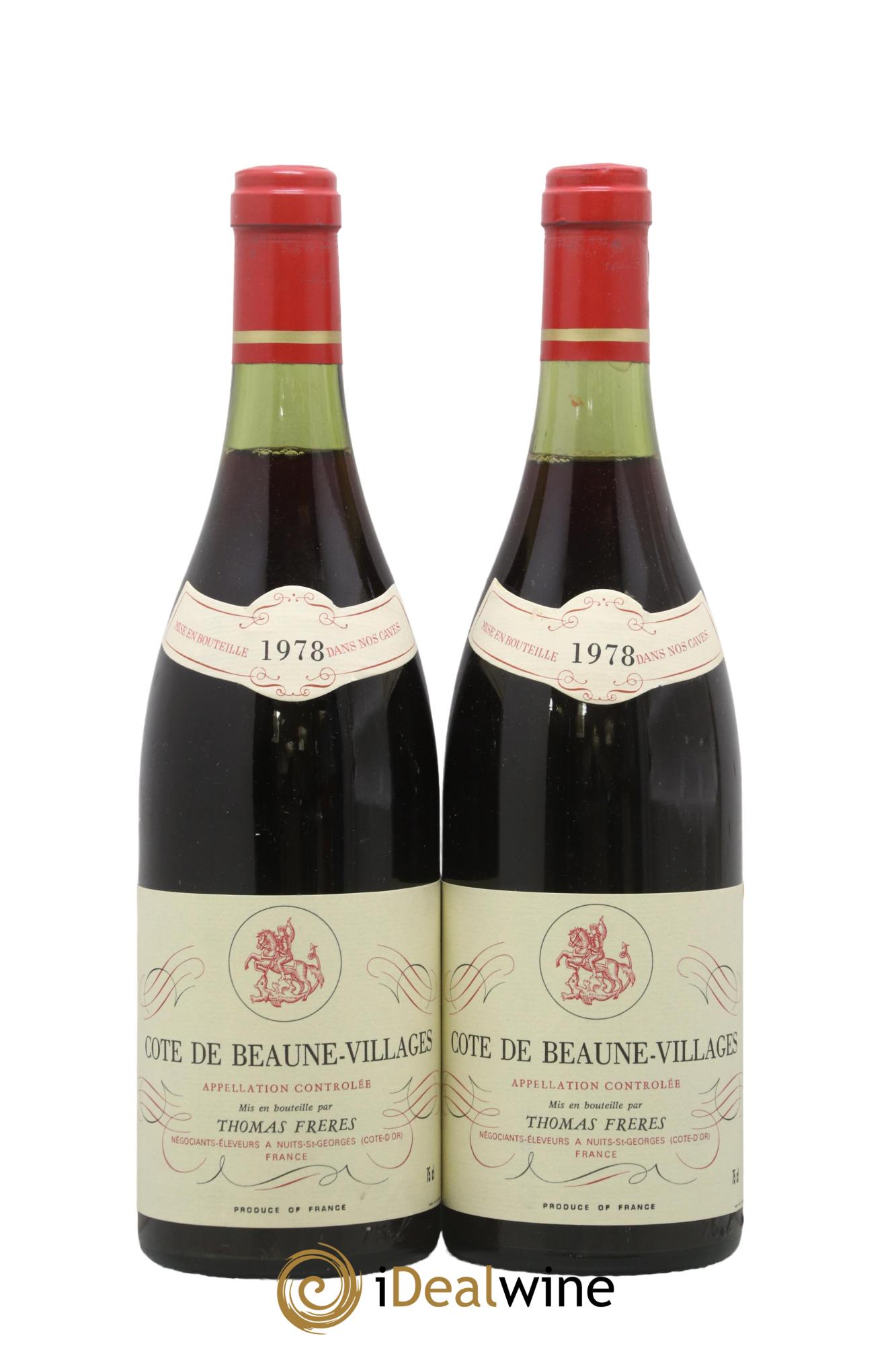Côte de Beaune-Villages Thomas Frères 1978 - Lot de 2 bouteilles - 0