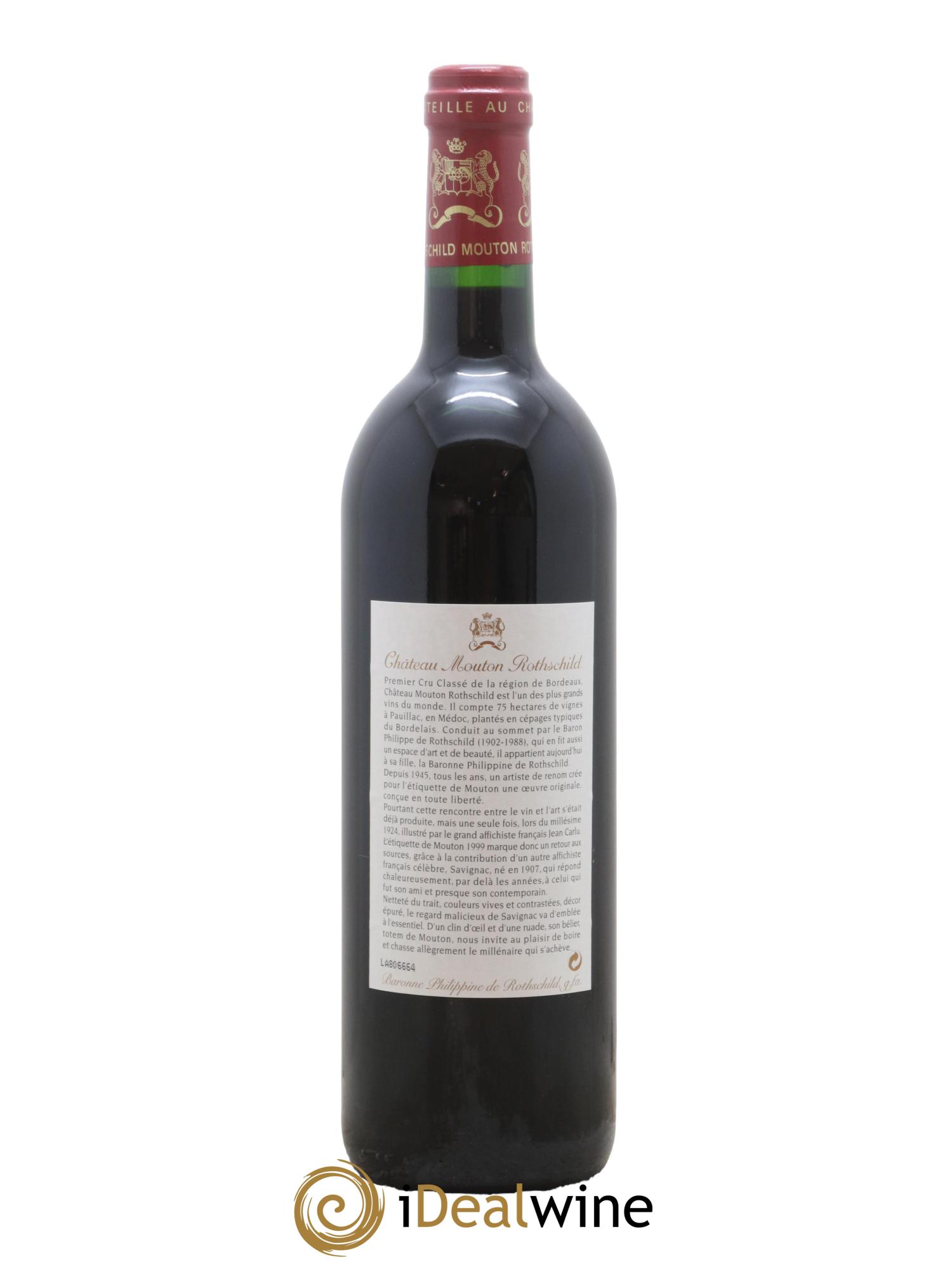 Château Mouton Rothschild 1er Grand Cru Classé 1999 - Lot de 1 bouteille - 1