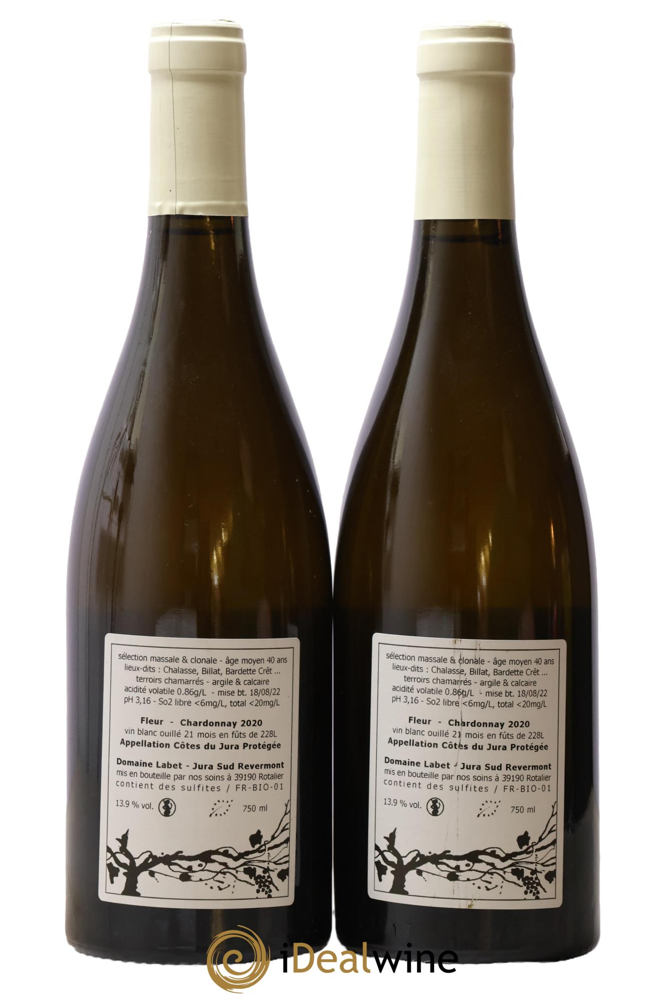 Côtes du Jura Chardonnay Fleur Romain - Julien - Charline Labet 2020 - Lot de 2 bouteilles - 1