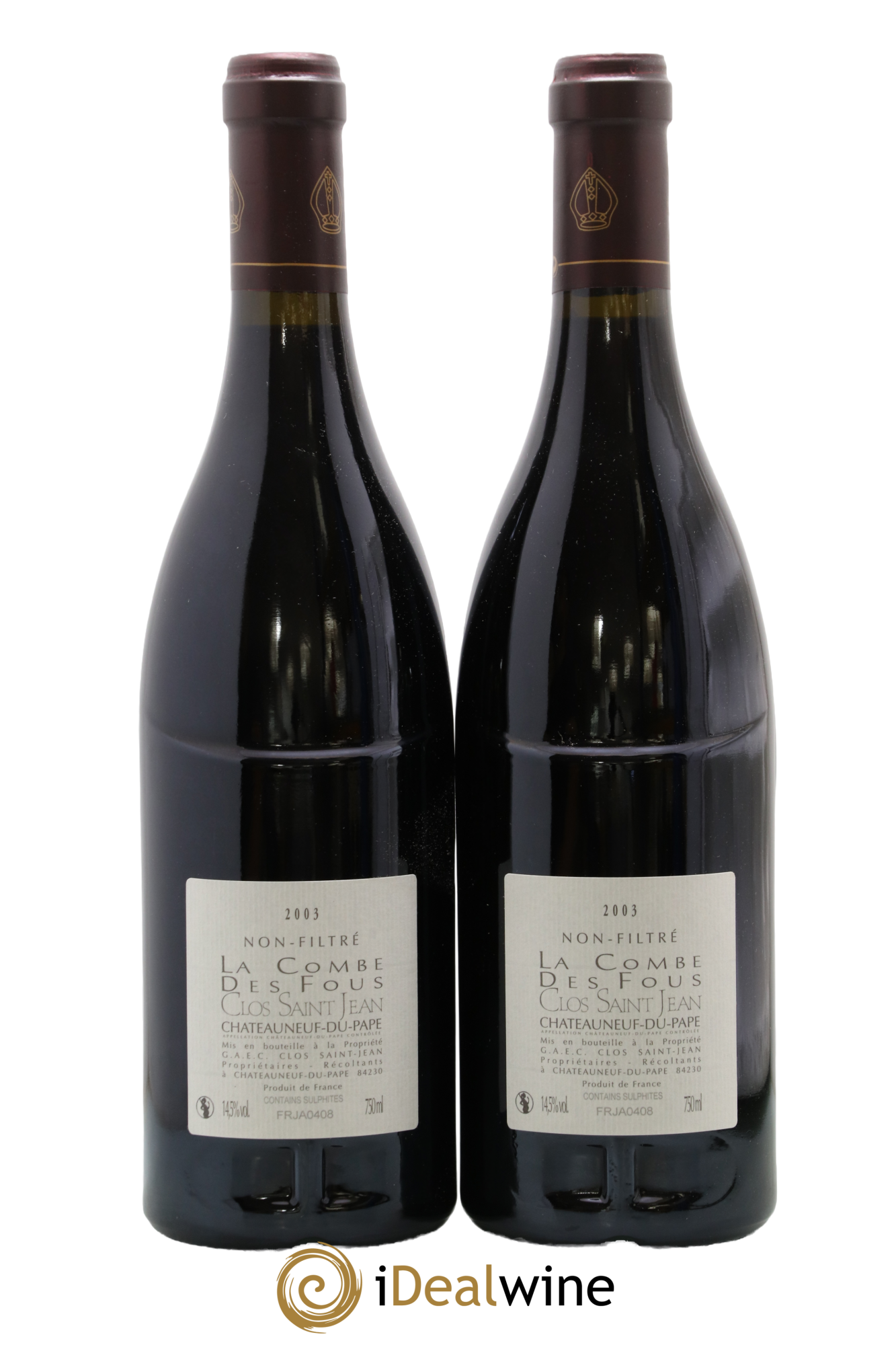 Châteauneuf-du-Pape Clos Saint-Jean La Combe des Fous Pascal et Vincent Maurel 2003 - Lot de 2 bouteilles - 1