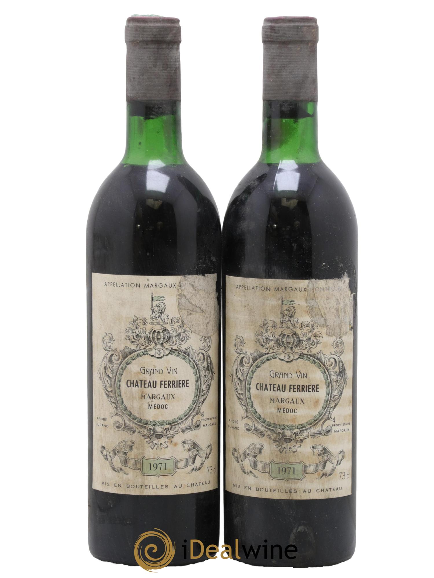 Château Ferrière 3ème Grand Cru Classé 1971 - Lot de 2 bouteilles - 0