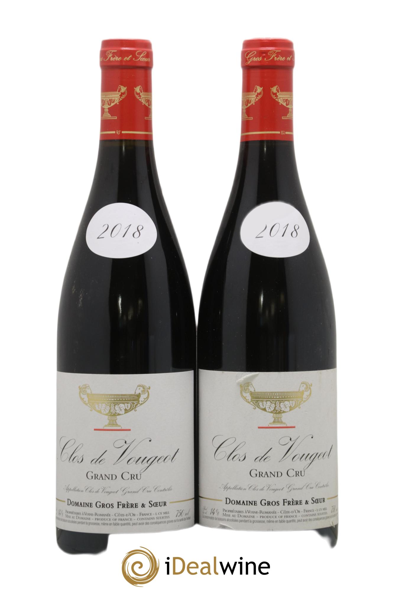 Clos de Vougeot Grand Cru Gros Frère & Soeur 2018 - Lot of 2 bottles - 0