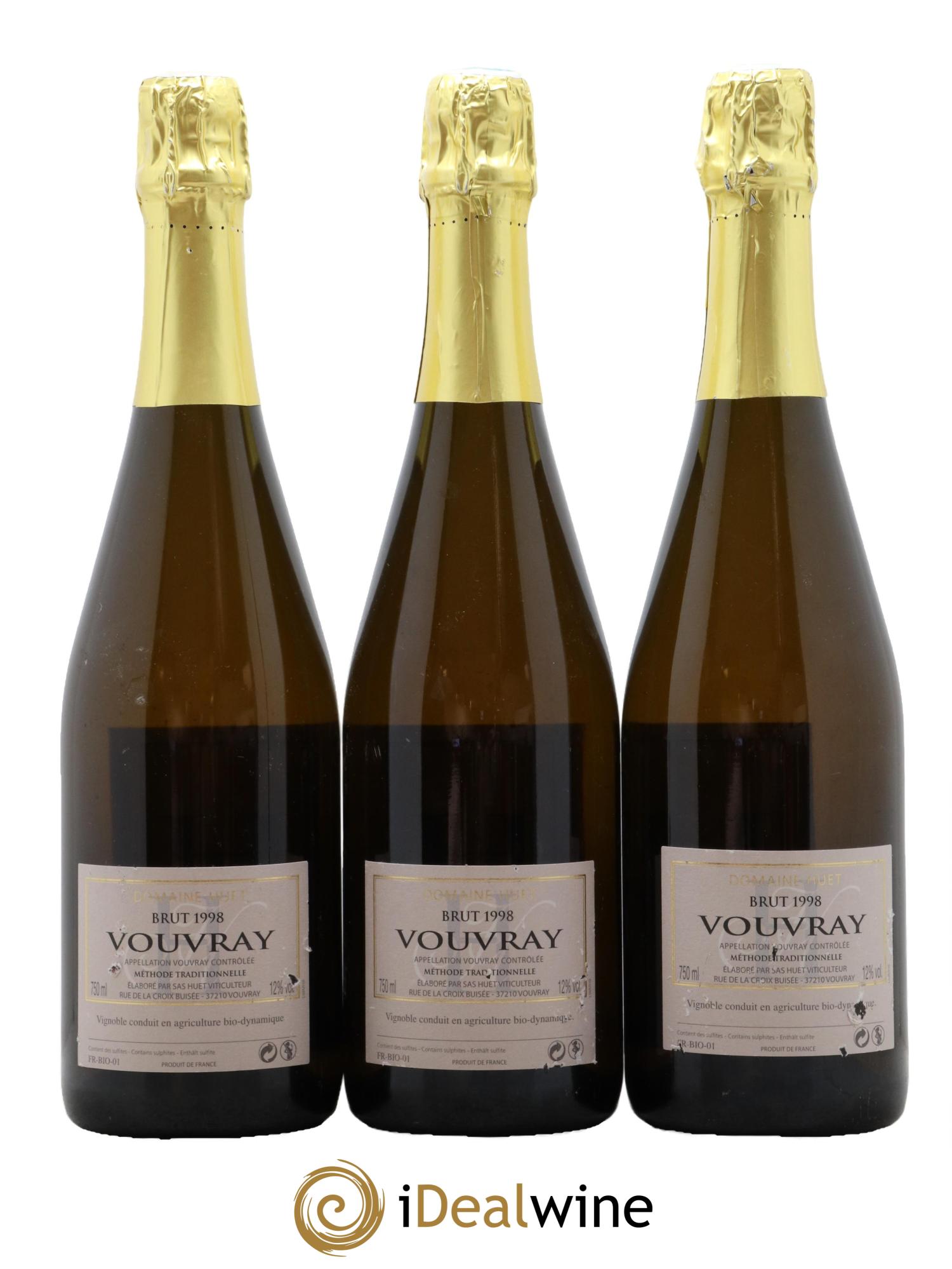 Vouvray Methode Traditionnelle Domaine Huet 1998 - Lot de 3 bouteilles - 0