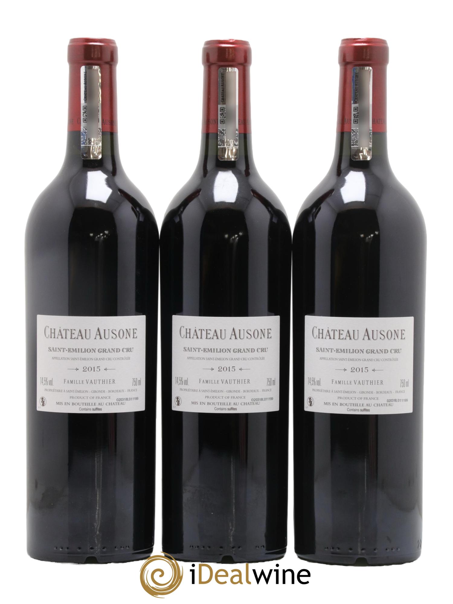 Château Ausone 1er Grand Cru Classé A 2015 - Lot de 3 bouteilles - 1