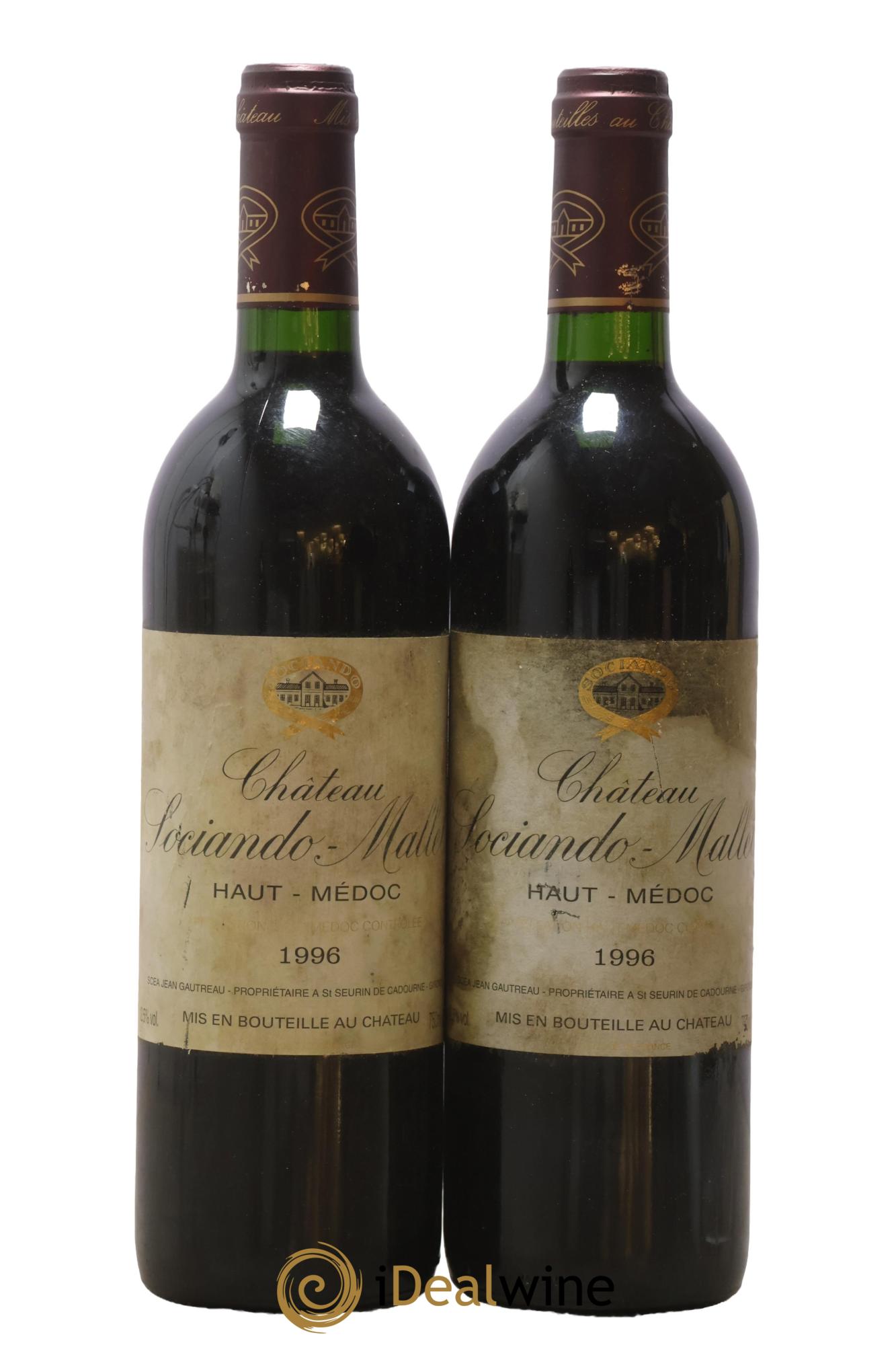 Château Sociando Mallet 1996 - Lot de 2 bouteilles - 0