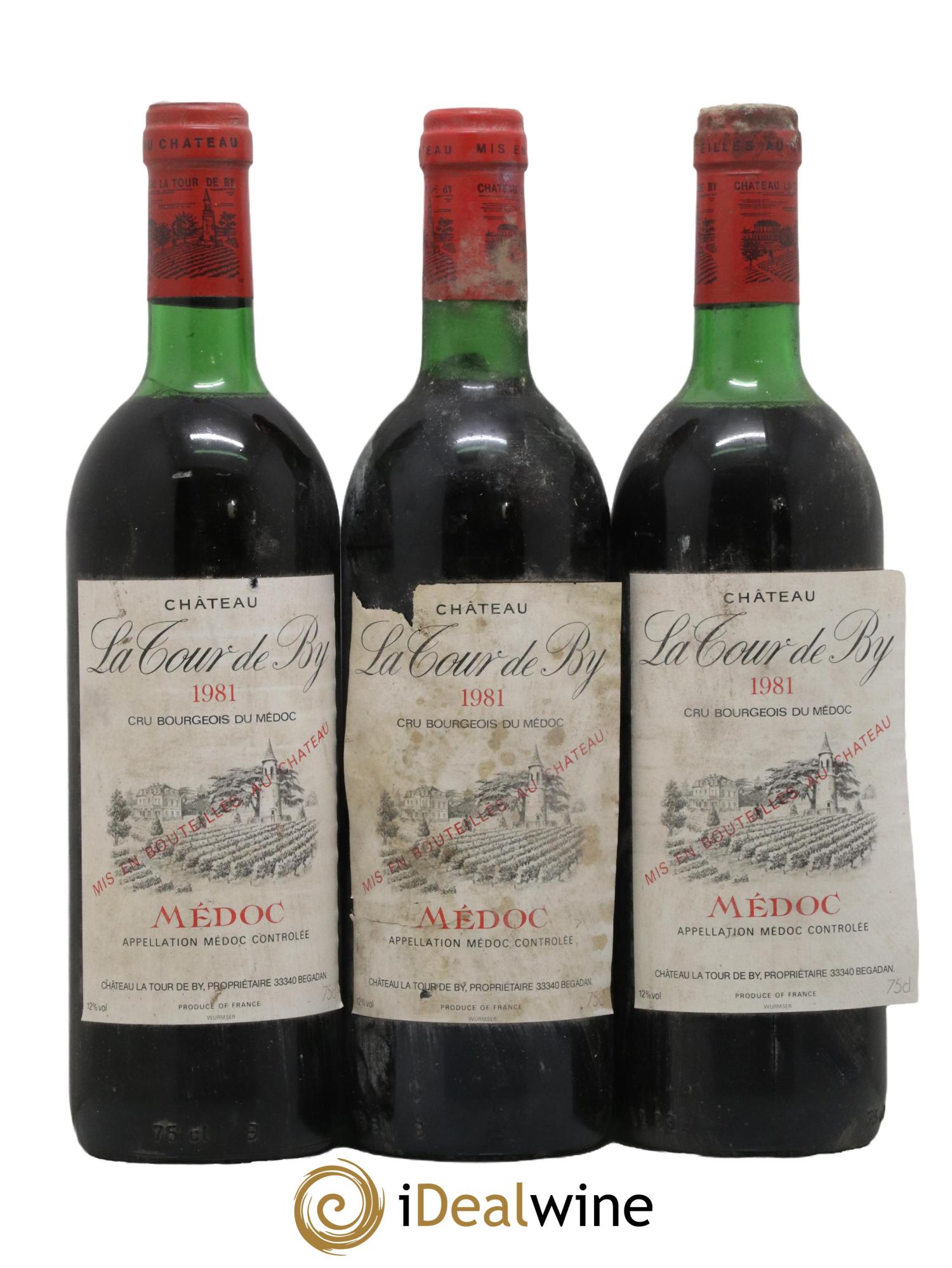 Château La Tour de By Cru Bourgeois 1981 - Lot de 3 bouteilles - 0