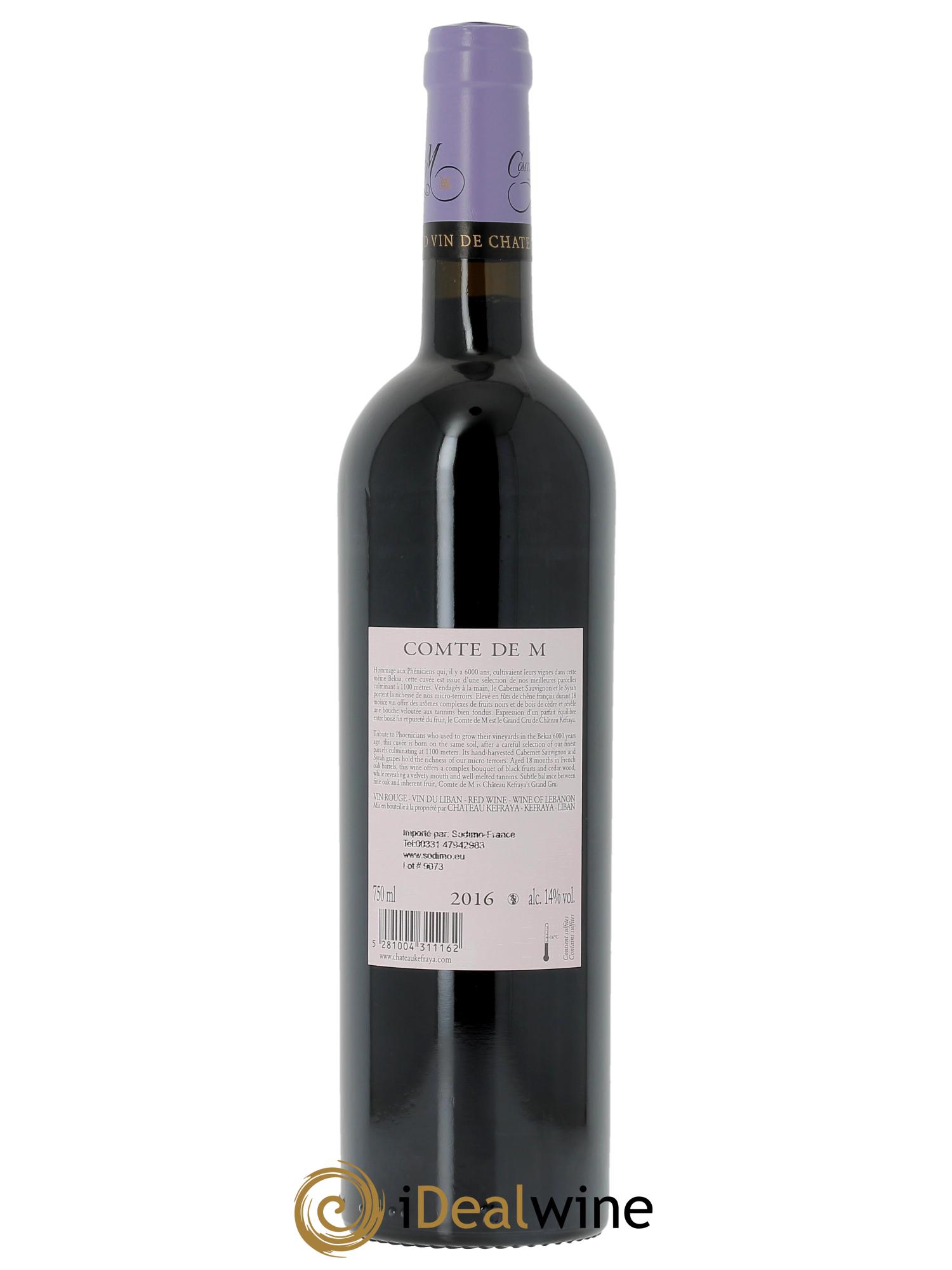 Vallée de la Békaa Château Kefraya Comte de M Michel de Bustros  2016 - Lotto di 1 bottiglia - 1