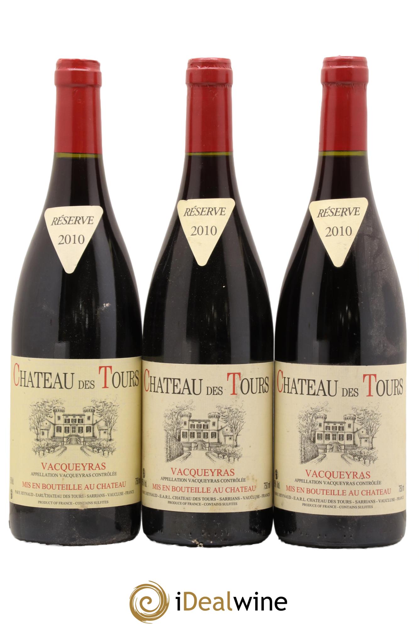 Vacqueyras Château des Tours Emmanuel Reynaud 2010 - Lot de 3 bouteilles - 0