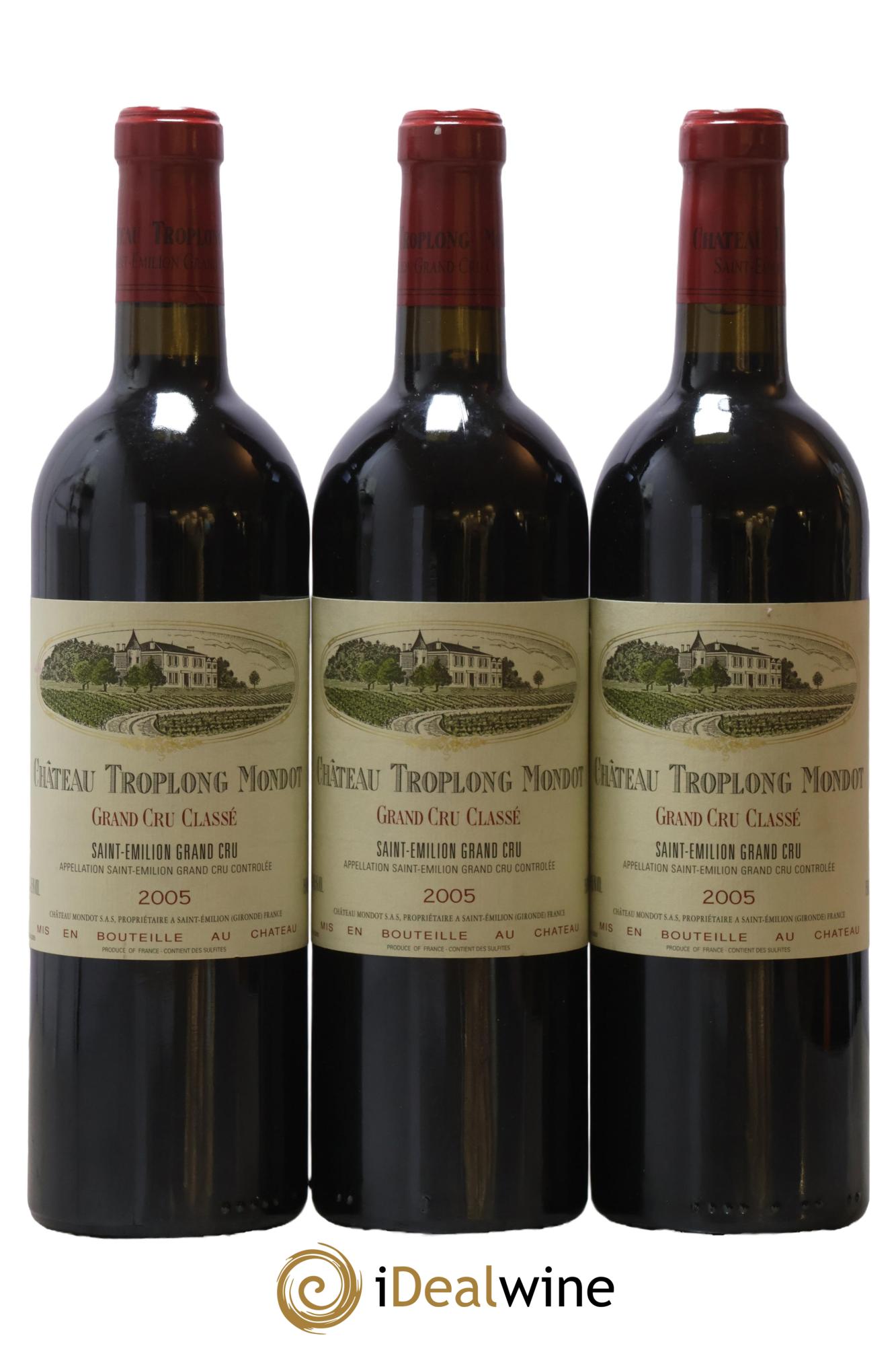 Château Troplong Mondot 1er Grand Cru Classé B 2005 - Lot de 3 bouteilles - 0