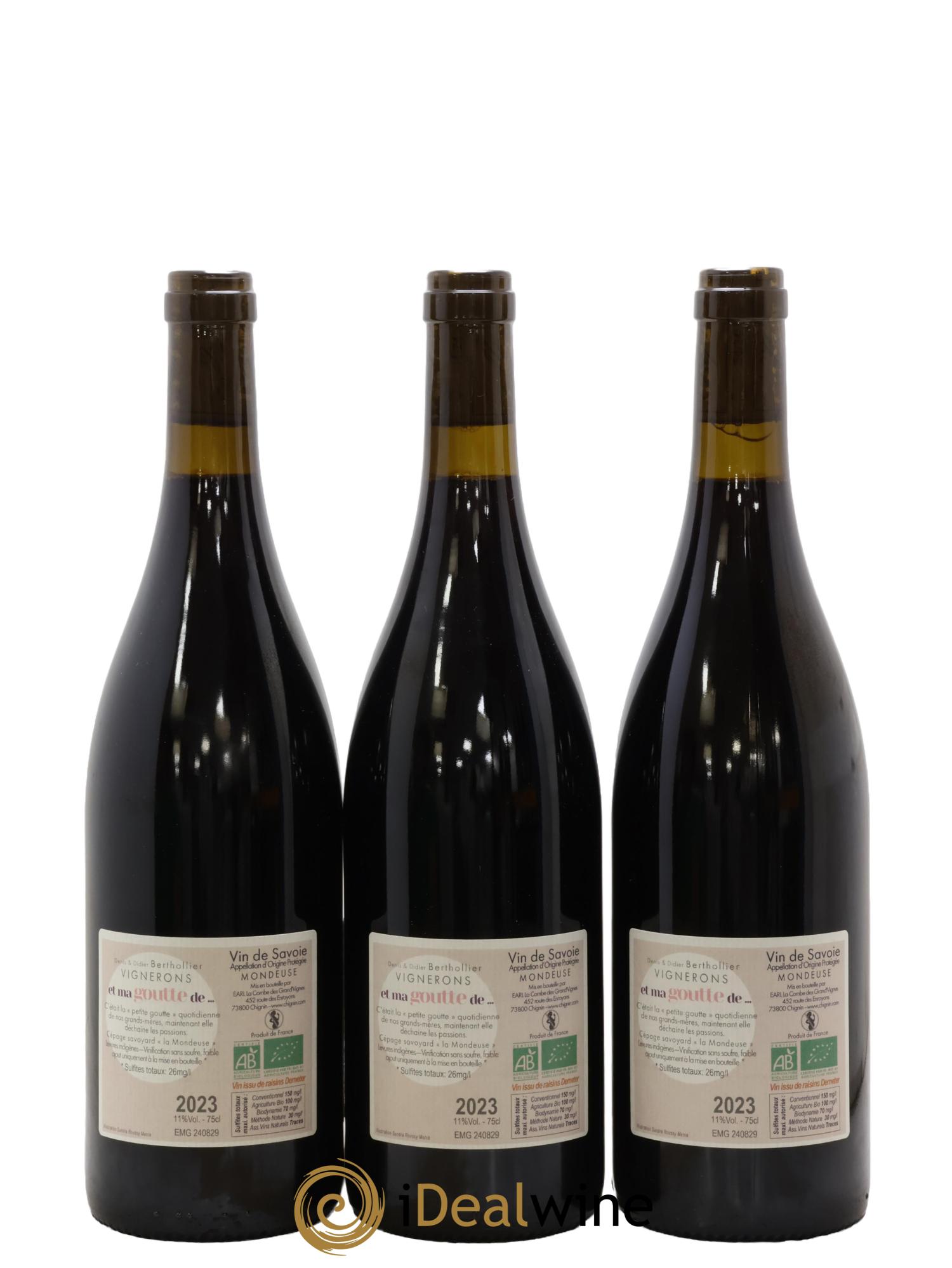 Vin de Savoie Et Ma Goutte Mondeuse Denis & Didier Berthollier 2023 - Lot de 3 bouteilles - 1