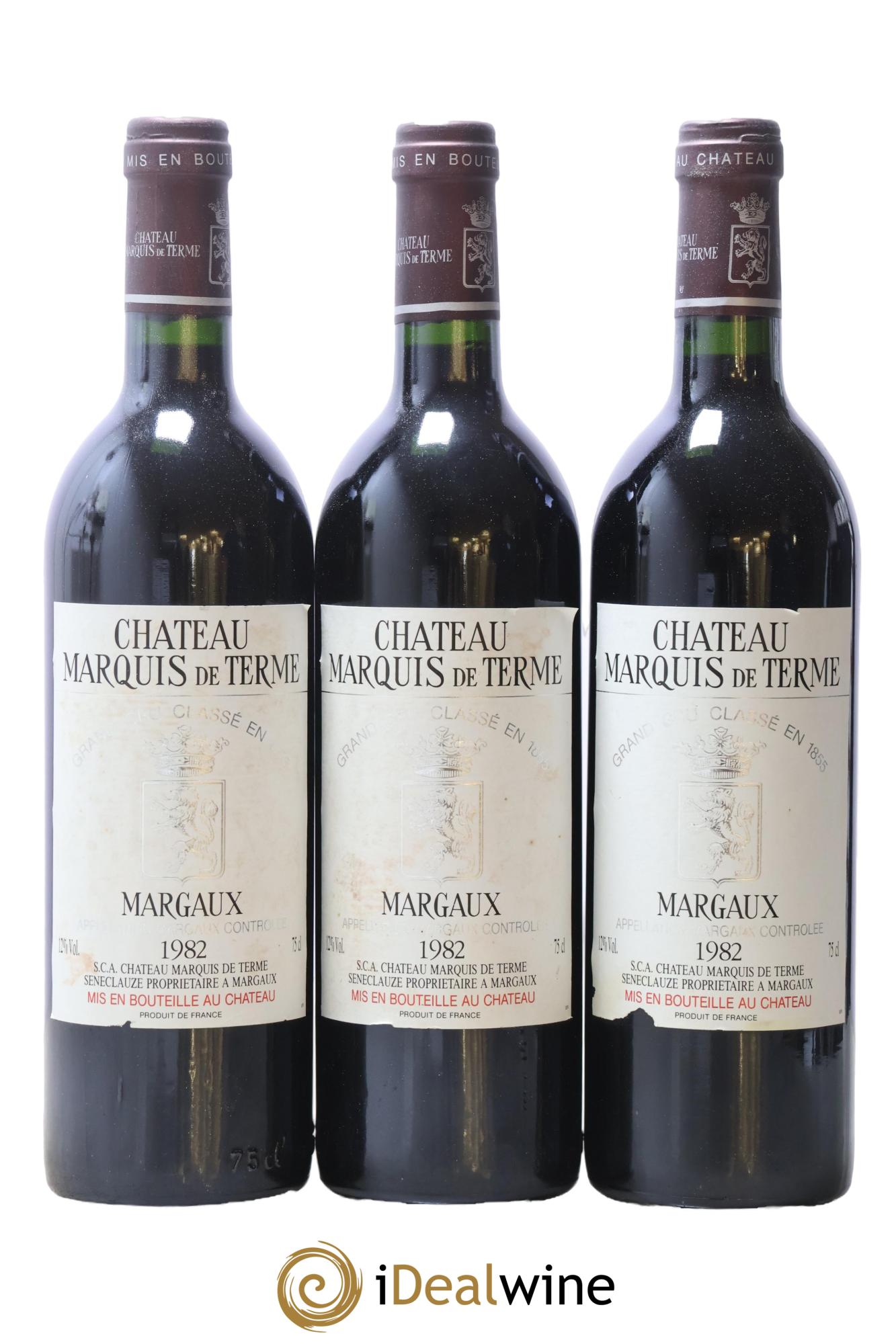 Château Marquis de Terme 4ème Grand Cru Classé 1982 - Posten von 3 Flaschen - 0